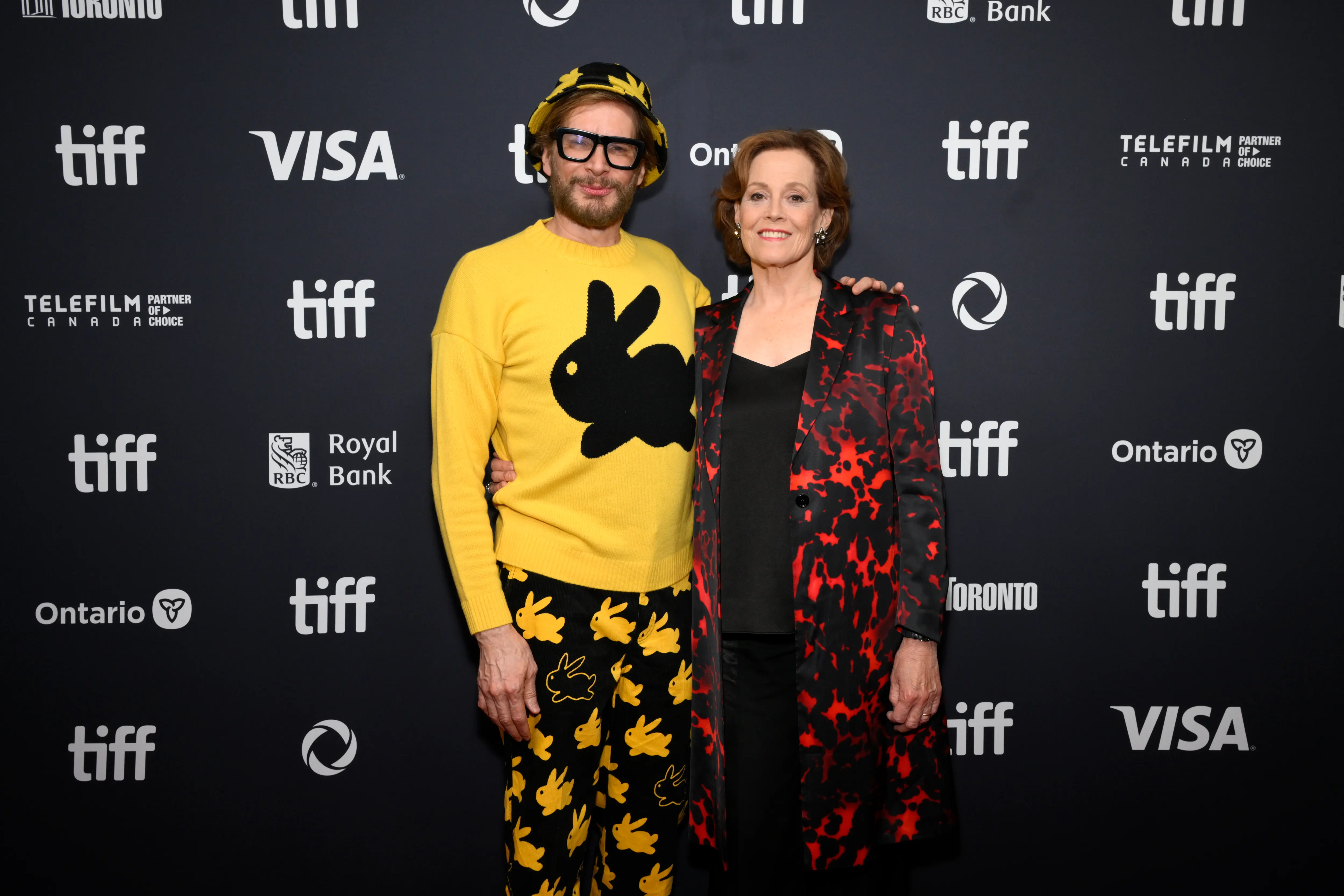 TORONTO, ONTARIO - SEPTEMBER 08: (L-R) Bryan Fuller and Sigourney Weaver attend the premiere of "Dust Bunny" during the 2025 Toronto International Film Festival at Royal Alexandra Theatre on September 08, 2025 in Toronto, Ontario.  (Photo by Robert Okine/Getty Images)