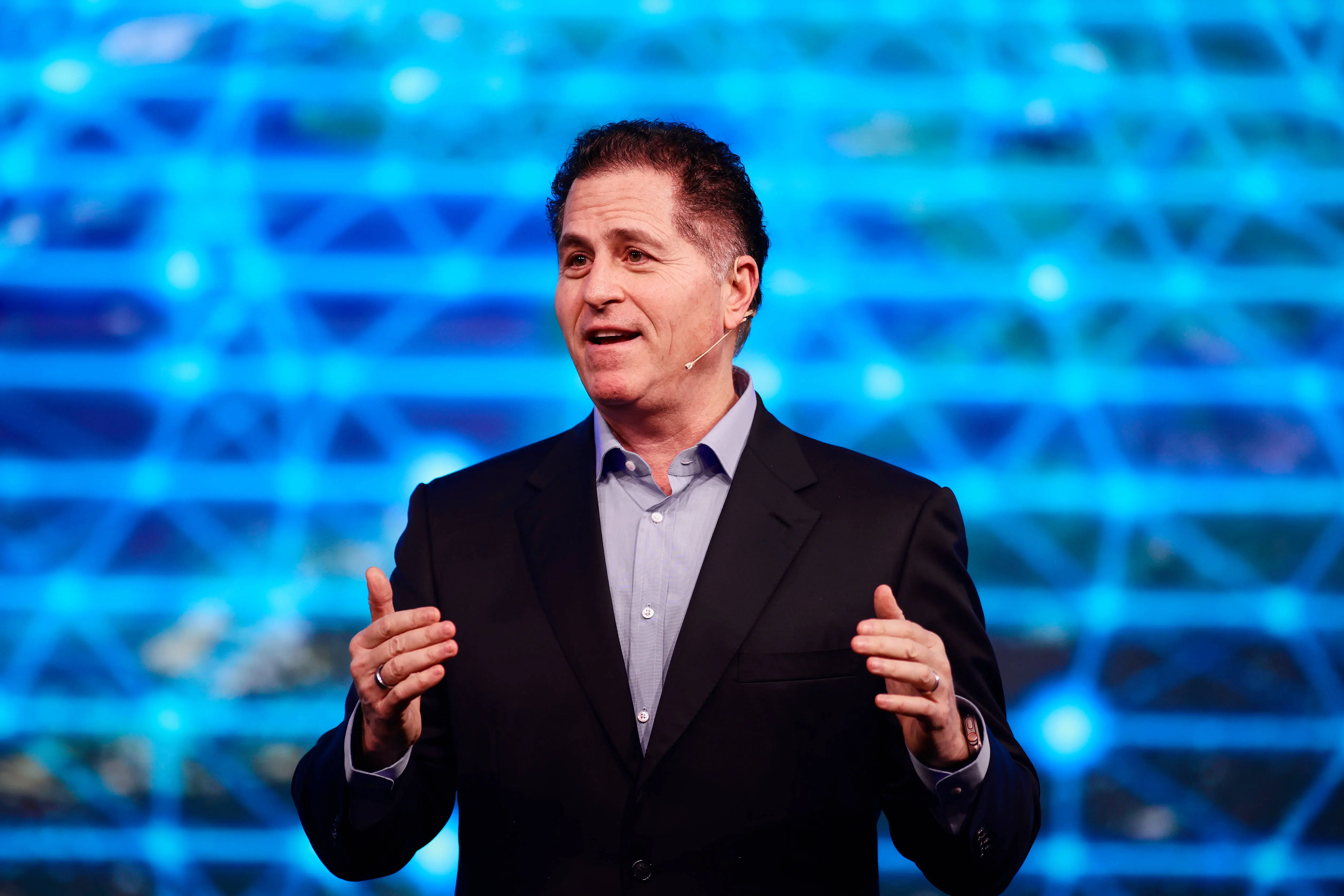 Michael Dell, Chairman and CEO of Dell Technologies, is speaking at the ''New Strategies for a New Era'' keynote at the Mobile World Congress 2024 (Image via Getty)