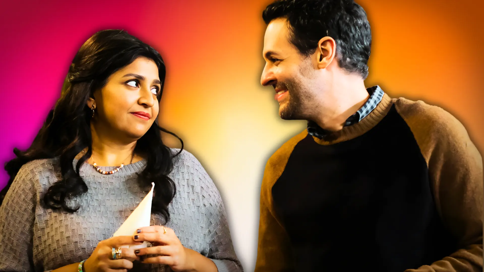  Punam Patel as Bela and Andrew Leeds as Eric in Ghosts Season 5 (Custom cover edited by Primetimer, Original Image ©️CBS)