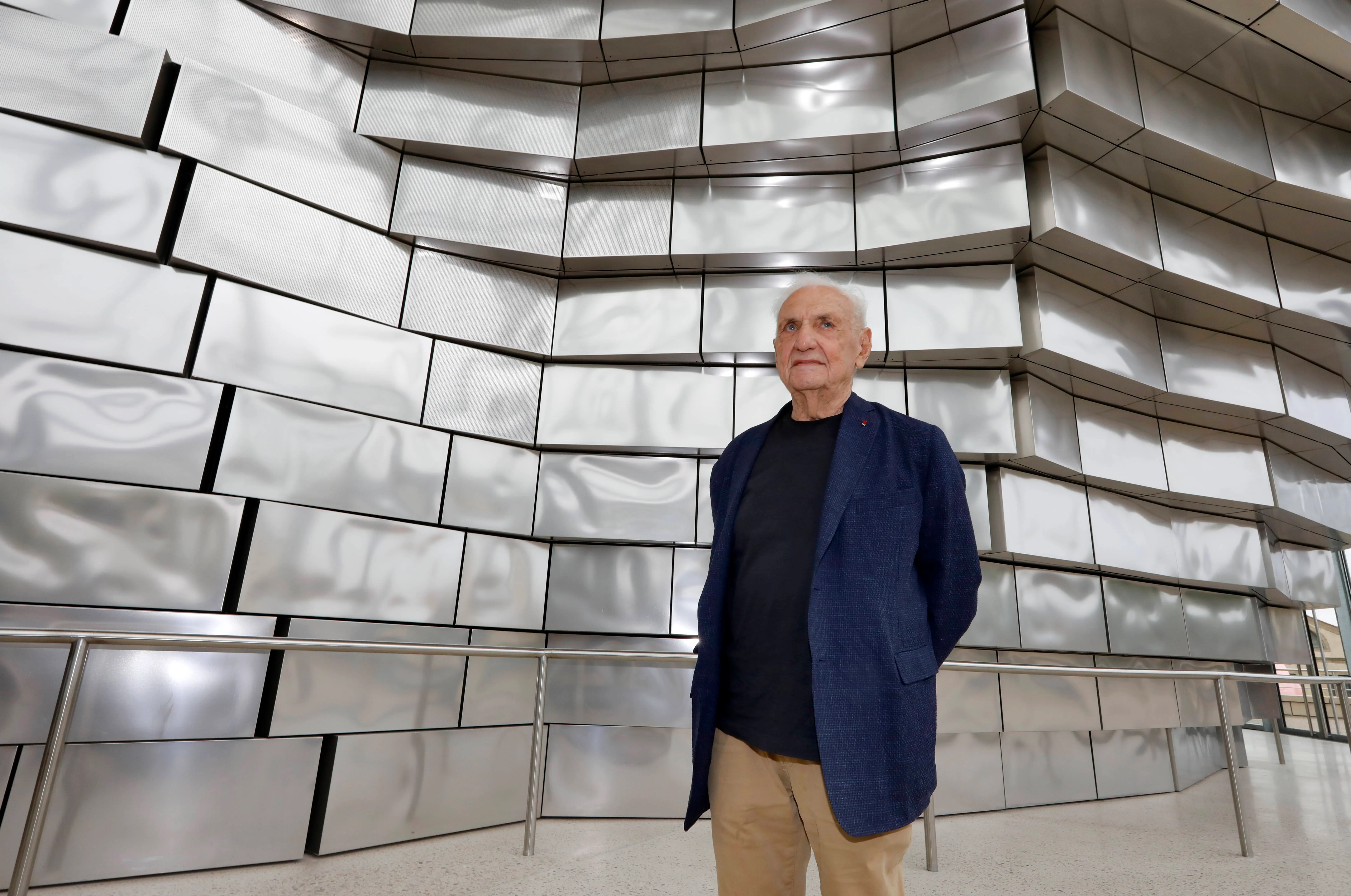 ARLES, FRANCE-JULY 07: The architect and designer Frank Gehry during the Fondation Luma inauguration in Arles, south of France on July 7, 2021 in Arles, France.The twisting tower clad in reflective aluminium tiles, designed by US architect Frank Gehry, and housing Luma Art Foundation In Arles. (Photo by Patrick Aventurier/Getty Images)