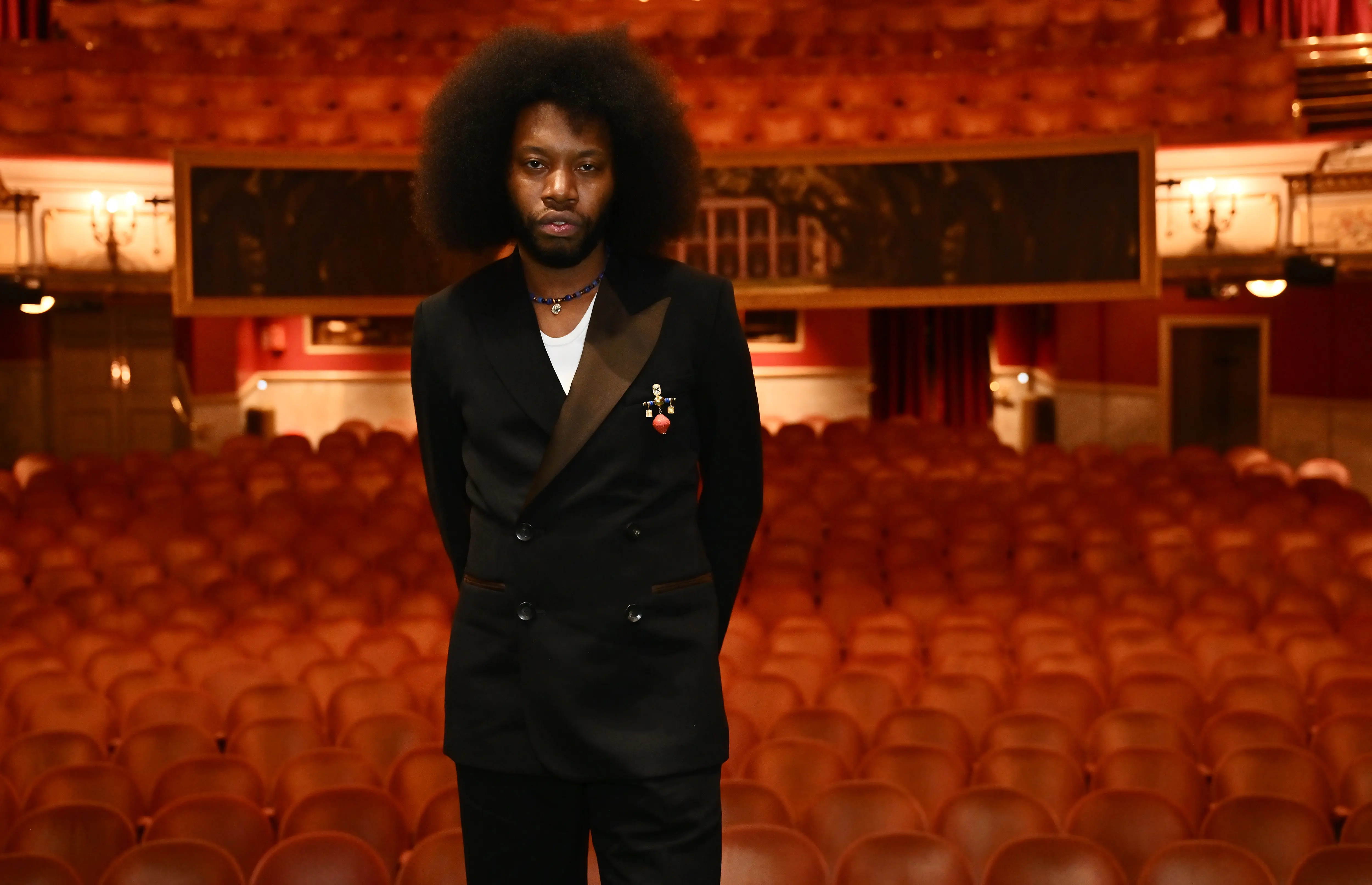LONDON, ENGLAND - JULY 10: Playwright Jeremy O. Harris poses backstage following the press night performance of "Slave Play" at the Noel Coward Theatre on July 10, 2024 in London, England. (Photo by Jed Cullen/Dave Benett/Getty Images)