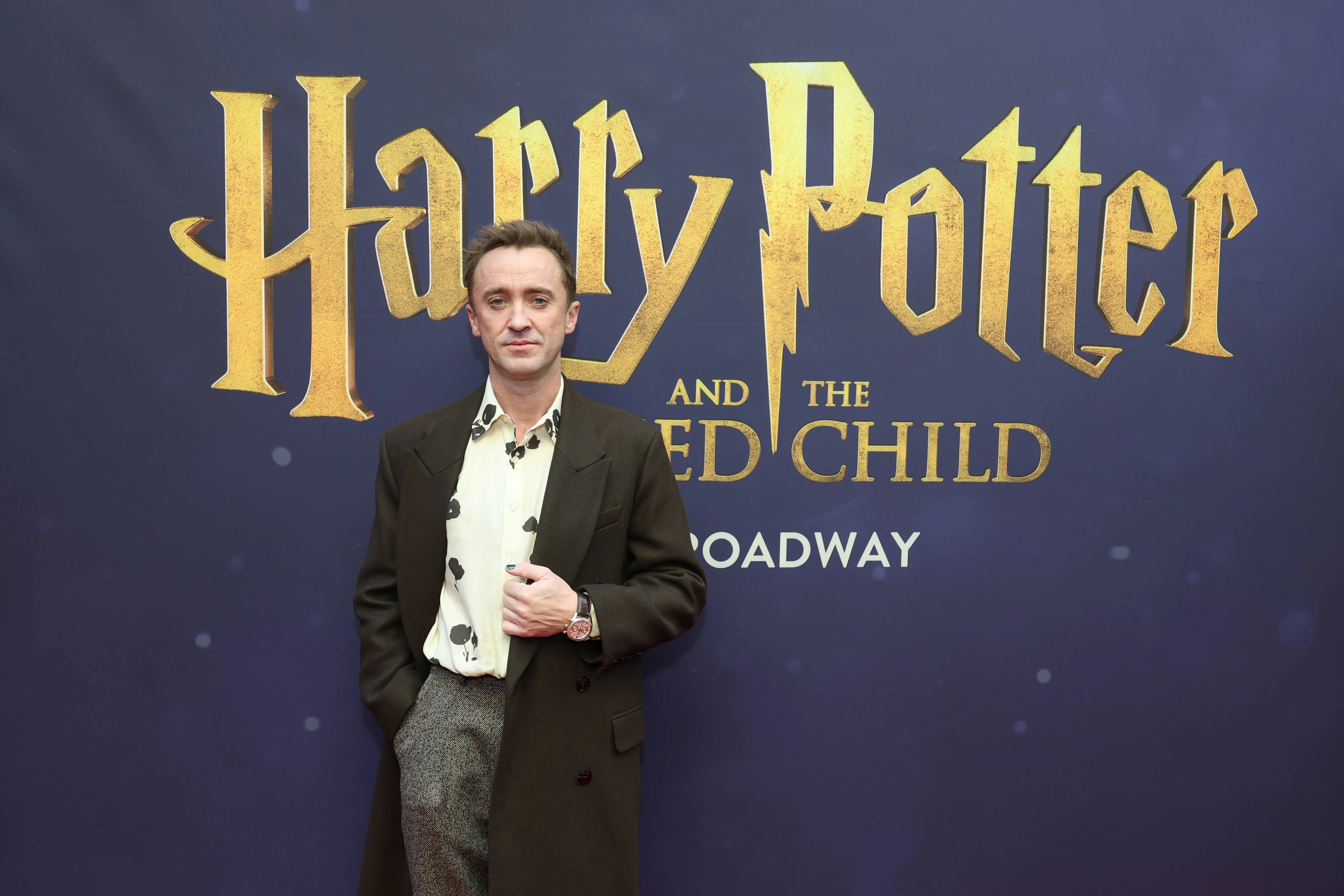 NEW YORK, NEW YORK - NOVEMBER 16: Tom Felton attends the Gala Performance Celebrating Tom Felton &amp; Year 7 Company Of "Harry Potter And The Cursed Child" at the Lyric Theatre on November 16, 2025 in New York City. (Photo by Rob Kim/Getty Images)