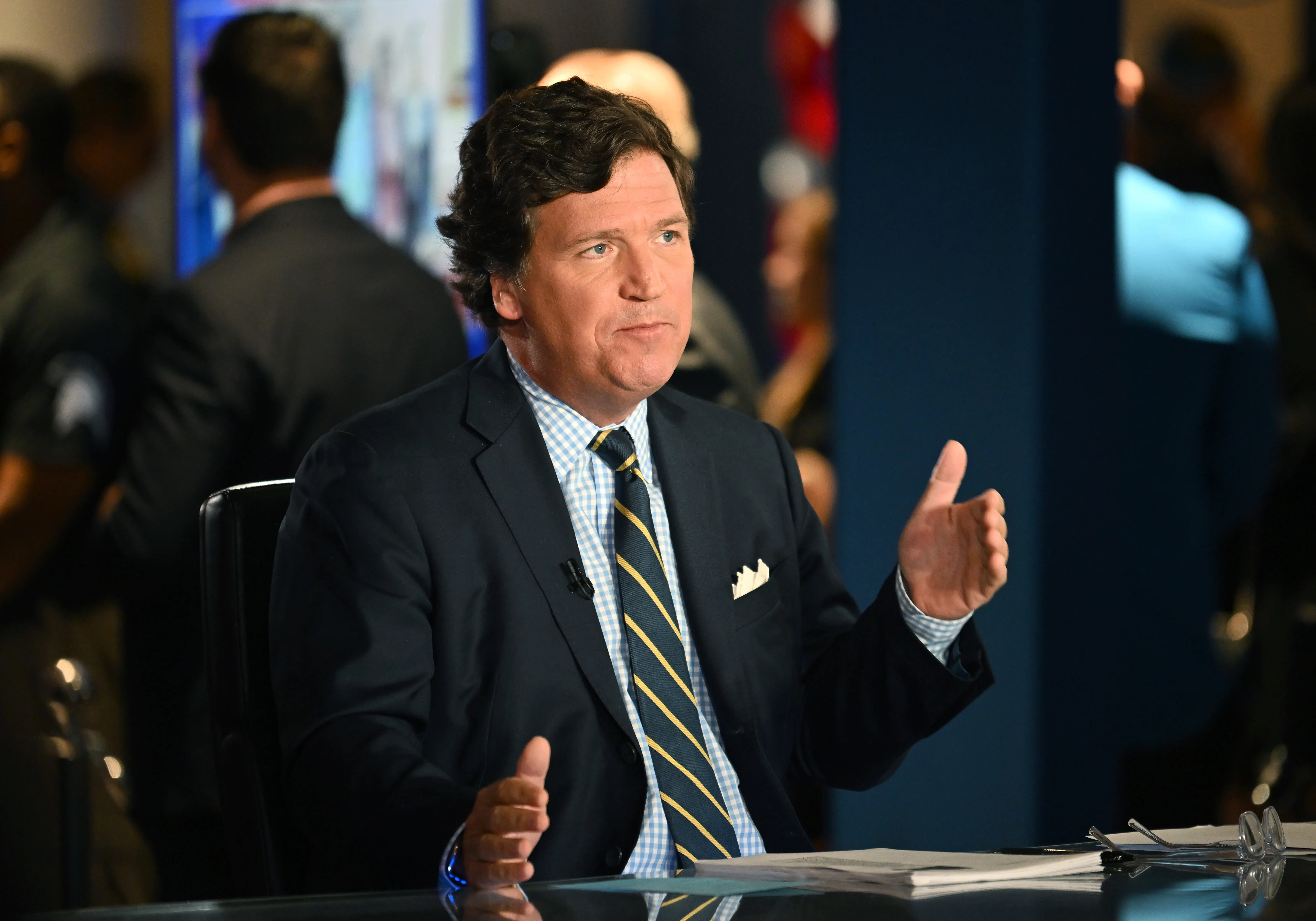 HOLLYWOOD, FLORIDA - NOVEMBER 17: Tucker Carlson speaks during 2022 FOX Nation Patriot Awards at Hard Rock Live at Seminole Hard Rock Hotel &amp; Casino Hollywood on November 17, 2022 in Hollywood, Florida. (Photo by Jason Koerner/Getty Images)