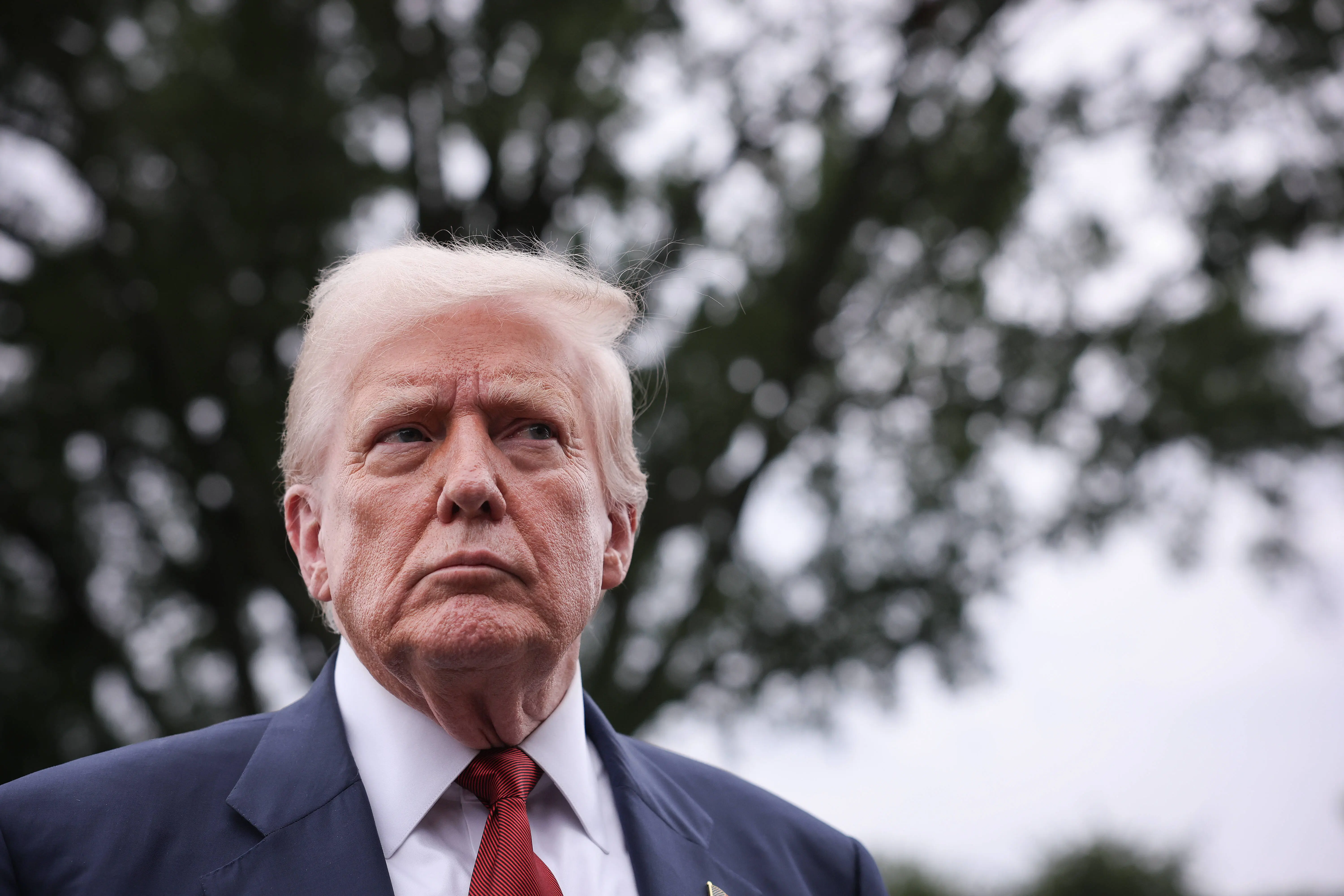 WASHINGTON, DC - AUGUST 01: U.S. President Donald Trump speaks to the media as he departs the White House on August 01, 2025 in Washington, DC. Trump answered a range of questions from reporters before leaving and is scheduled to spend the weekend in Bedminster, New Jersey. (Photo by Win McNamee/Getty Images)