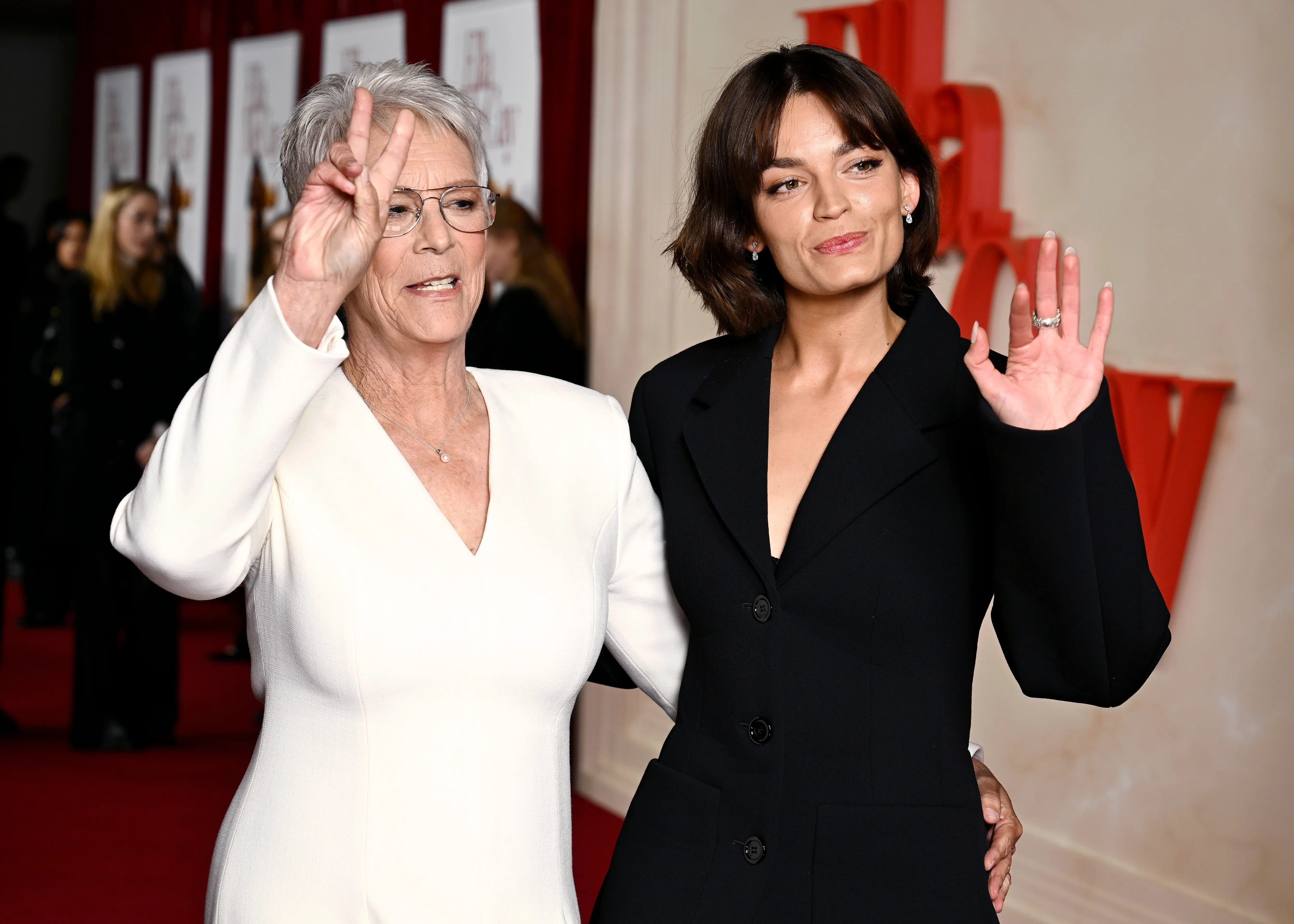 LONDON, ENGLAND - NOVEMBER 24: Jamie Lee Curtis and Emma Mackey attend the "Ella McCay" UK Special Screening at Picturehouse Central on November 24, 2025 in London, England. (Photo by Gareth Cattermole/Getty Images)