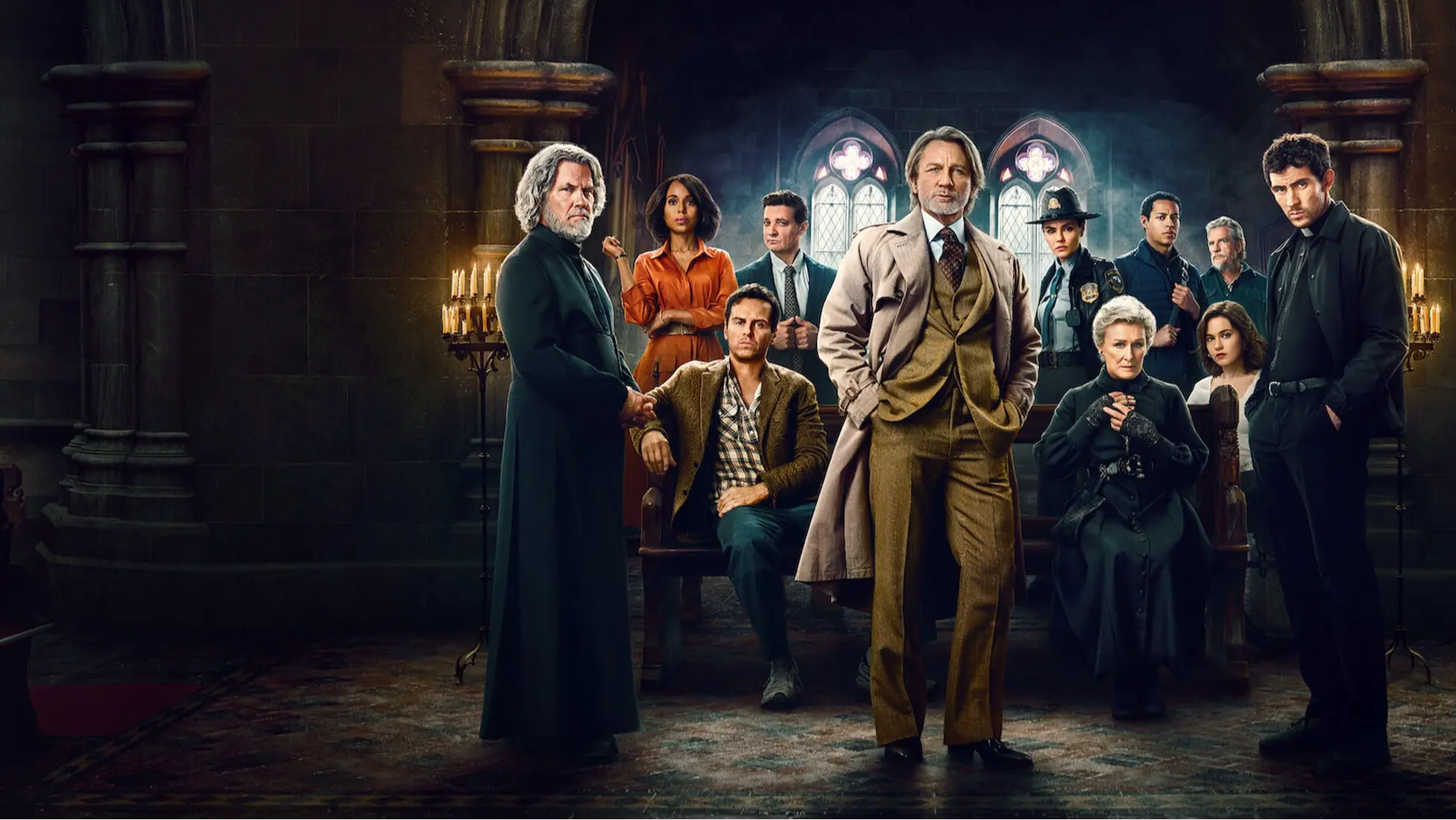 The offical poster of Wake Up Dead Man: A Knives Out Mystery. Image via Netflix