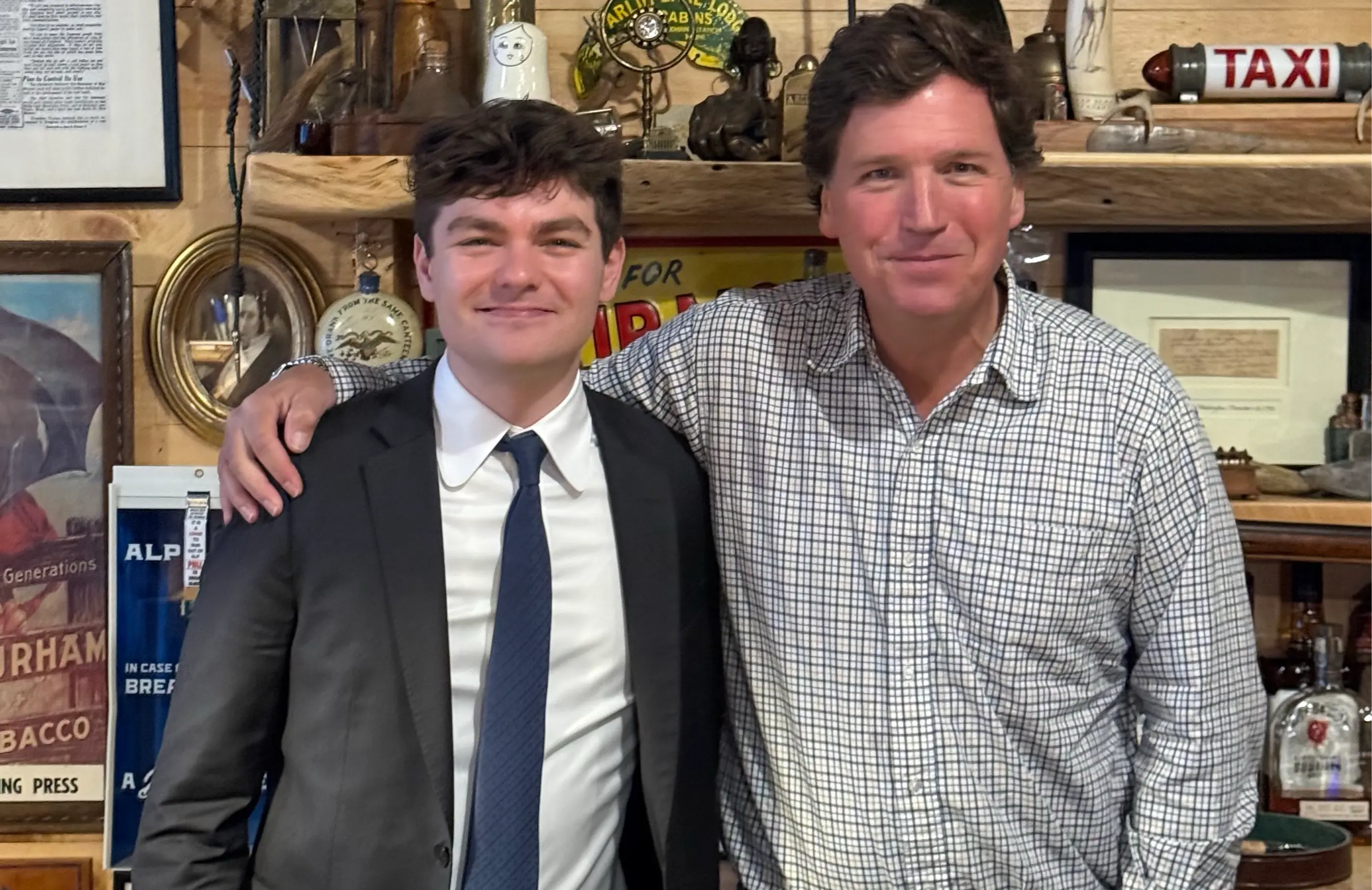 A photo from Nick Fuentes' interview with Tucker Carlson which aired on Oct. 28, 2025. (Photo credit: @NickJFuentes/ X)