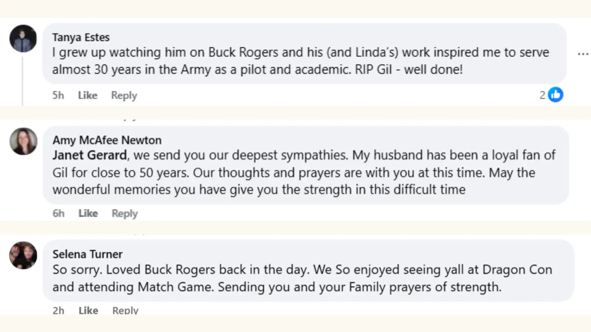 Fans mourn the loss of Gil Gerard (Image via Facebook/@JanetGerard)