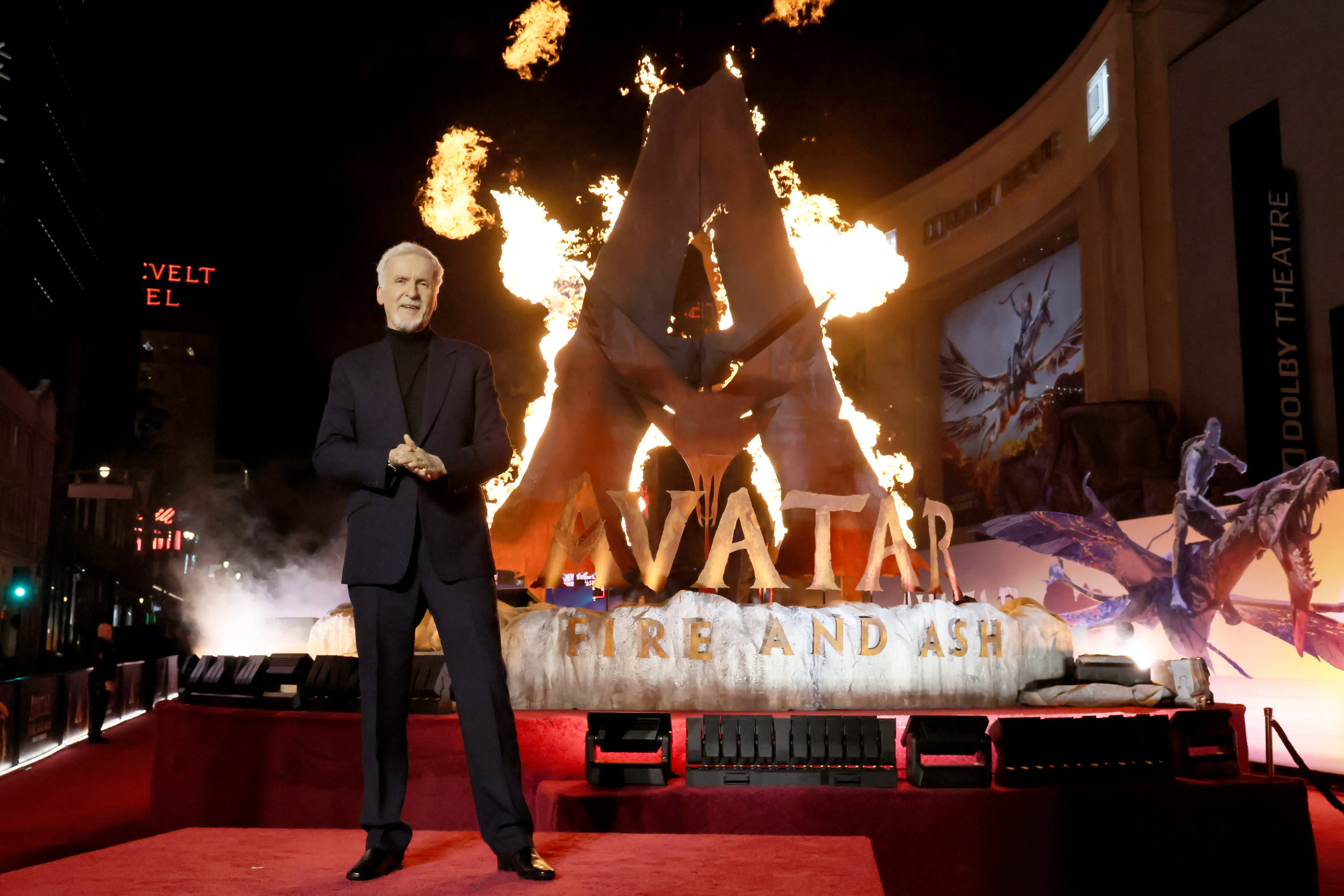 HOLLYWOOD, CALIFORNIA - DECEMBER 01: James Cameron attends the world premiere of 20th Century Studios "Avatar: Fire and Ash" at The Dolby Theatre in Hollywood, California on December 01, 2025. (Photo by Rodin Eckenroth/Getty Images for 20th Century Studios)