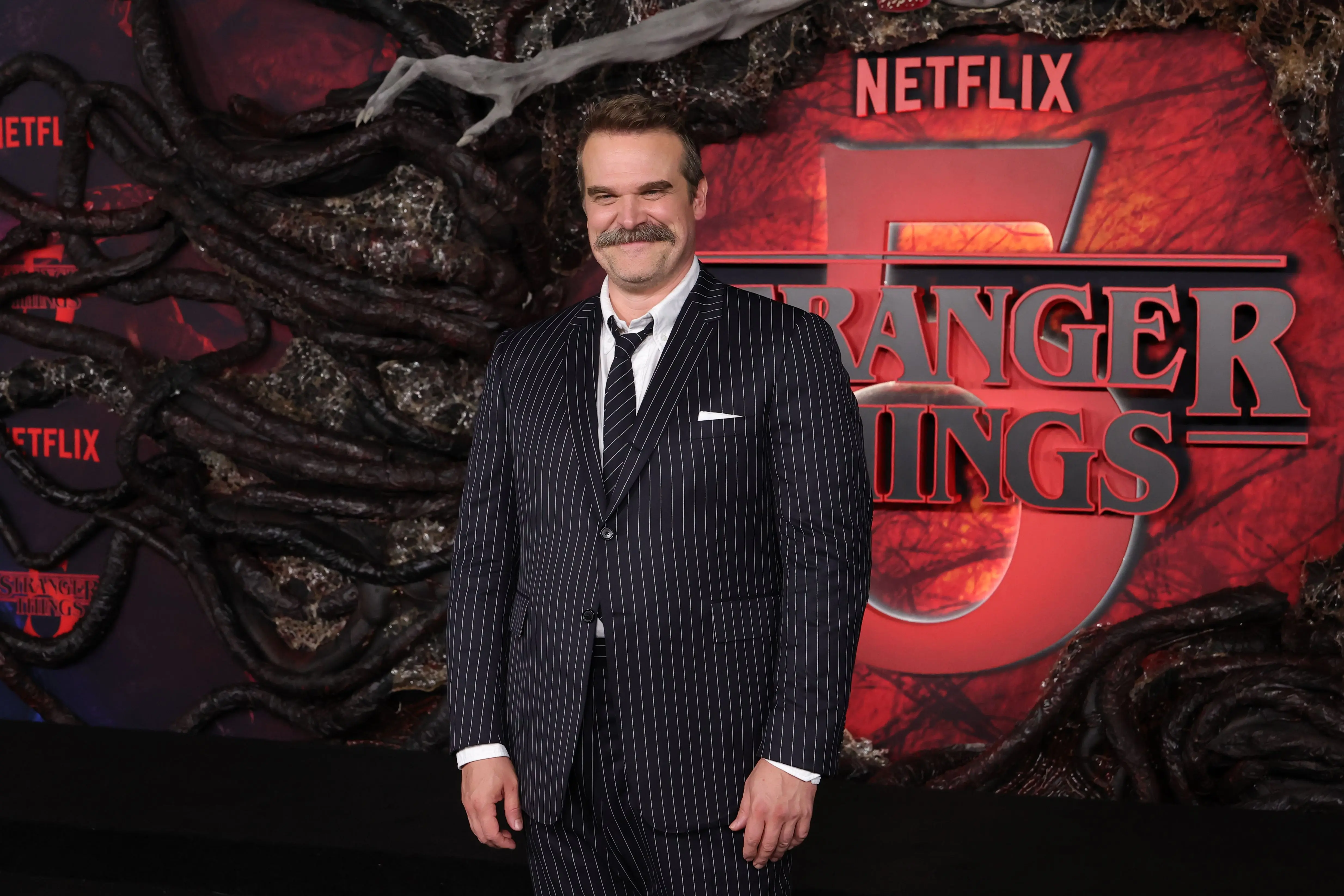 David Harbour attends the Los Angeles Premiere of Netflix's "Stranger Things" Season 5 at TCL Chinese 6 Theatres on November 06, 2025 in Hollywood, California. (Photo by Kevin Winter/Getty Images)