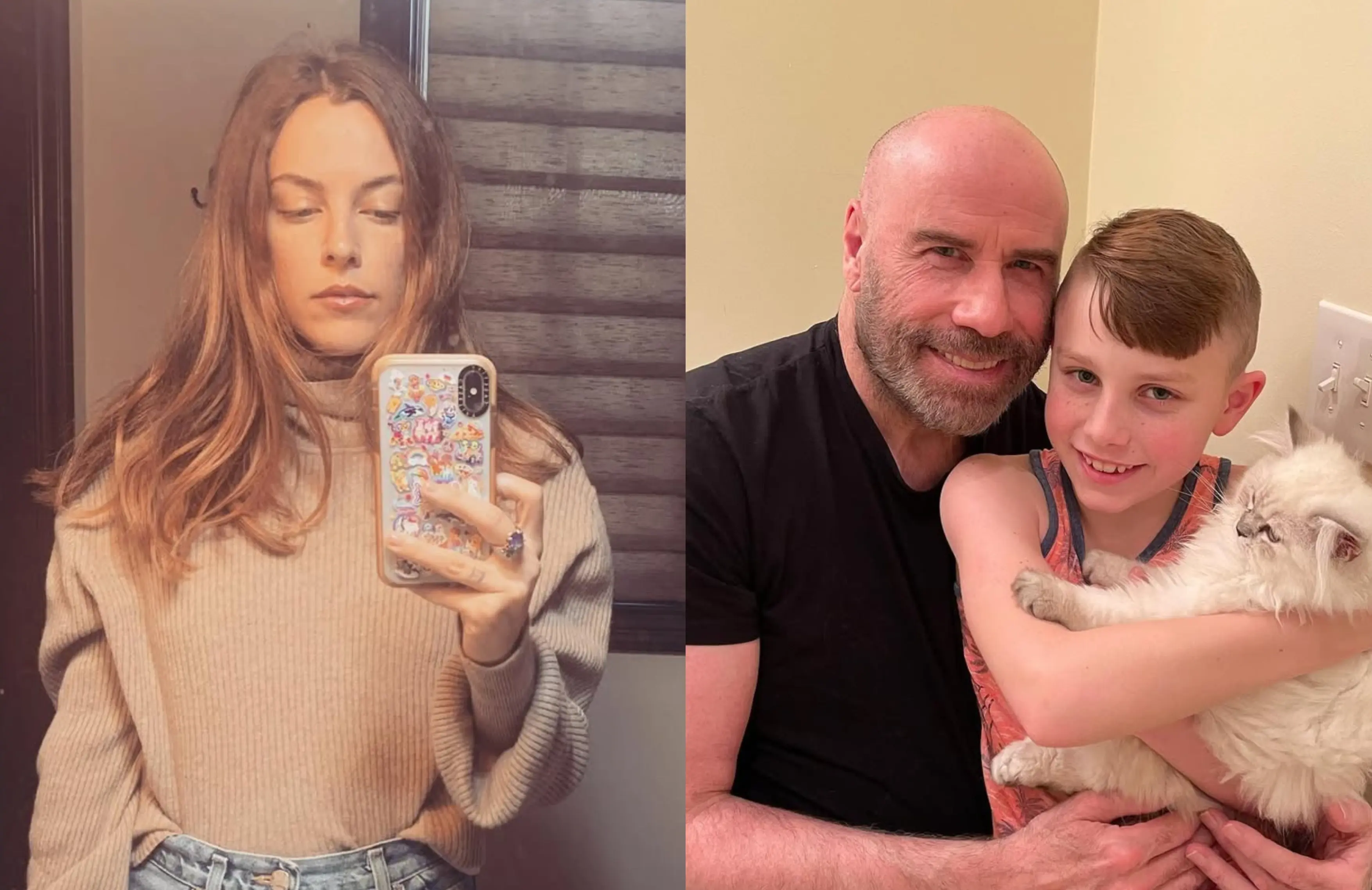 Riley Keough's family explored amid bombshell John Travolta claims. (Image via Instagram/@rileykeough, @johntravolta)