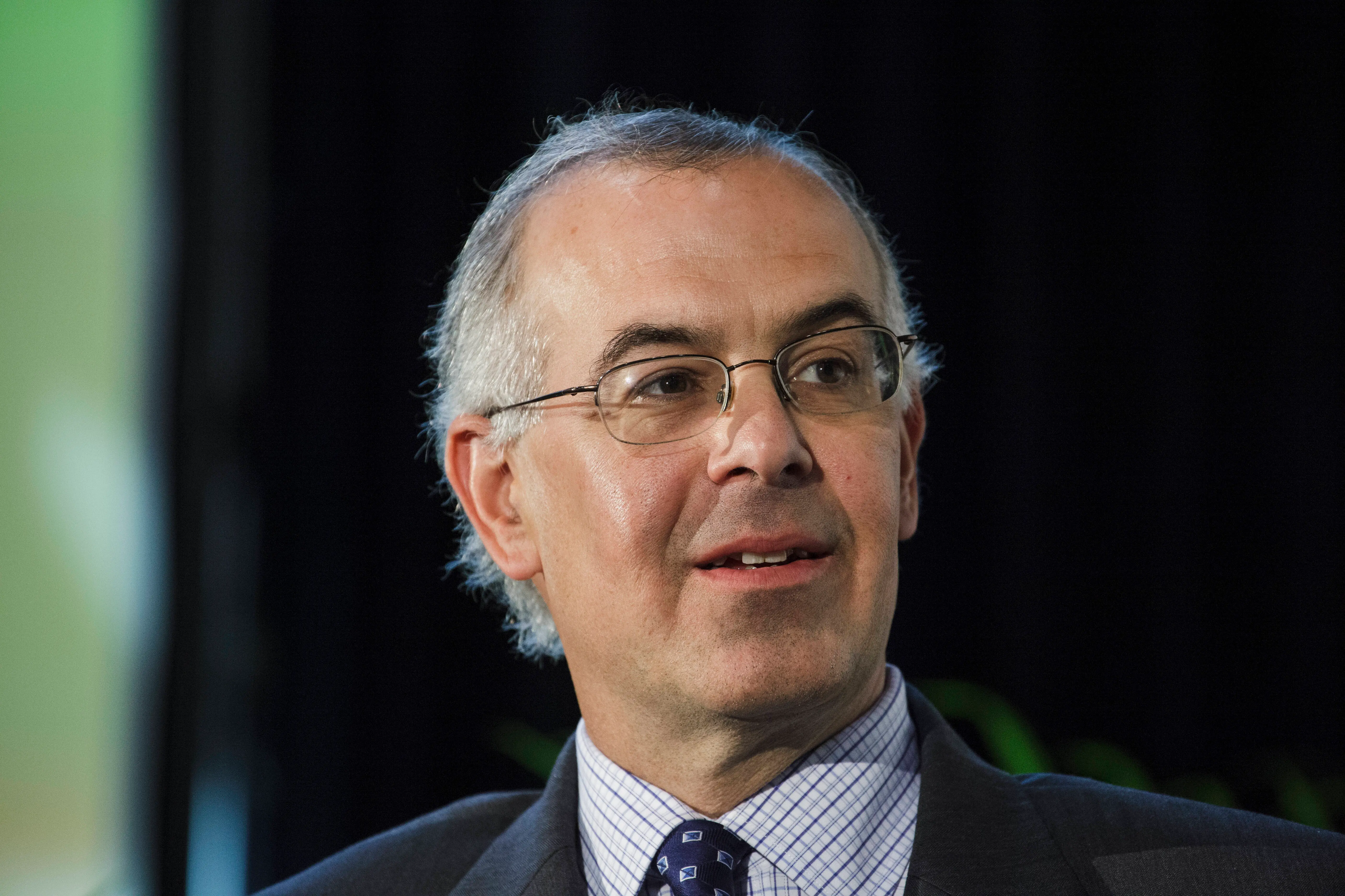 New York Times columnist David Brooks speaking at the Book Expo America in New York. Brooks was talking with Jon Meacham regarding his biography of Thomas Jefferson. (Photo by James Leynse/Corbis via Getty Images)