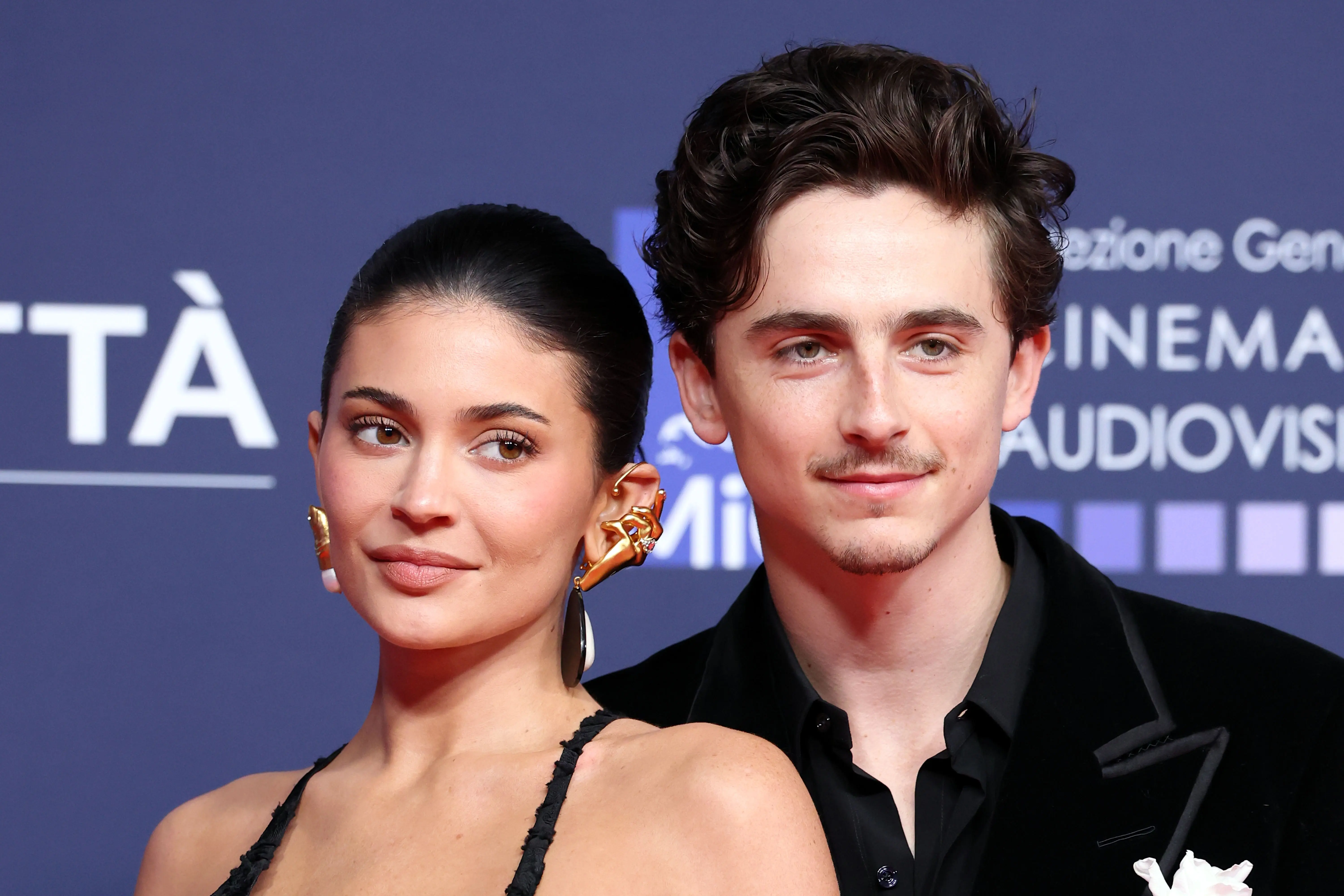 Kylie Jenner and Timothée Chalamet attend the red carpet during the 70th David Di Donatello at Cinecitta Studios on May 07, 2025 in Rome, Italy. (Photo by Daniele Venturelli/WireImage)