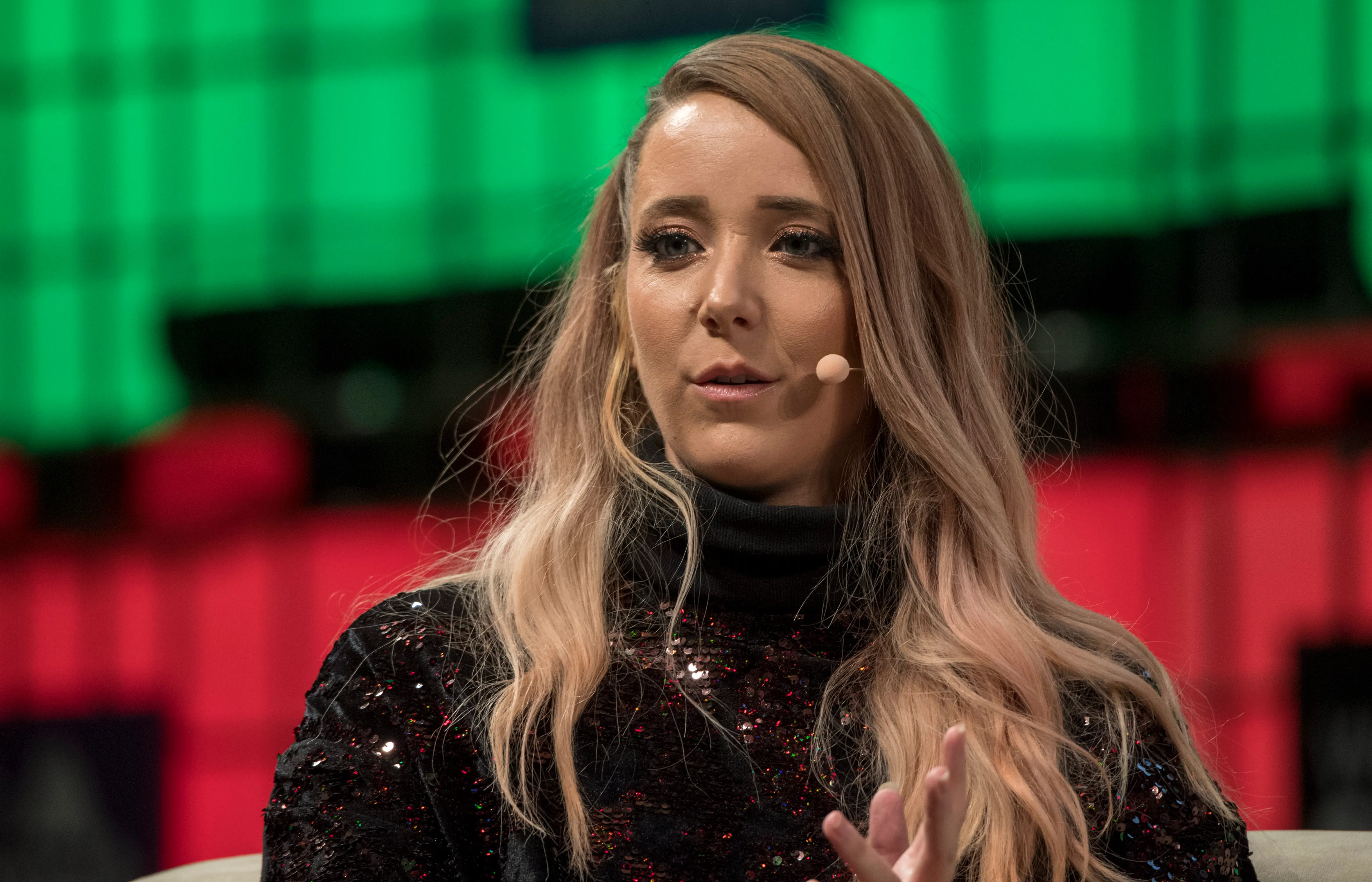 Jenna Marbles, YouTube Star, attends a discussion about  "Cult of personality" during the final day of Web Summit in Altice Arena on November 09, 2017 in Lisbon, Portugal. (Photo by Horacio Villalobos - Corbis/Getty Images)
