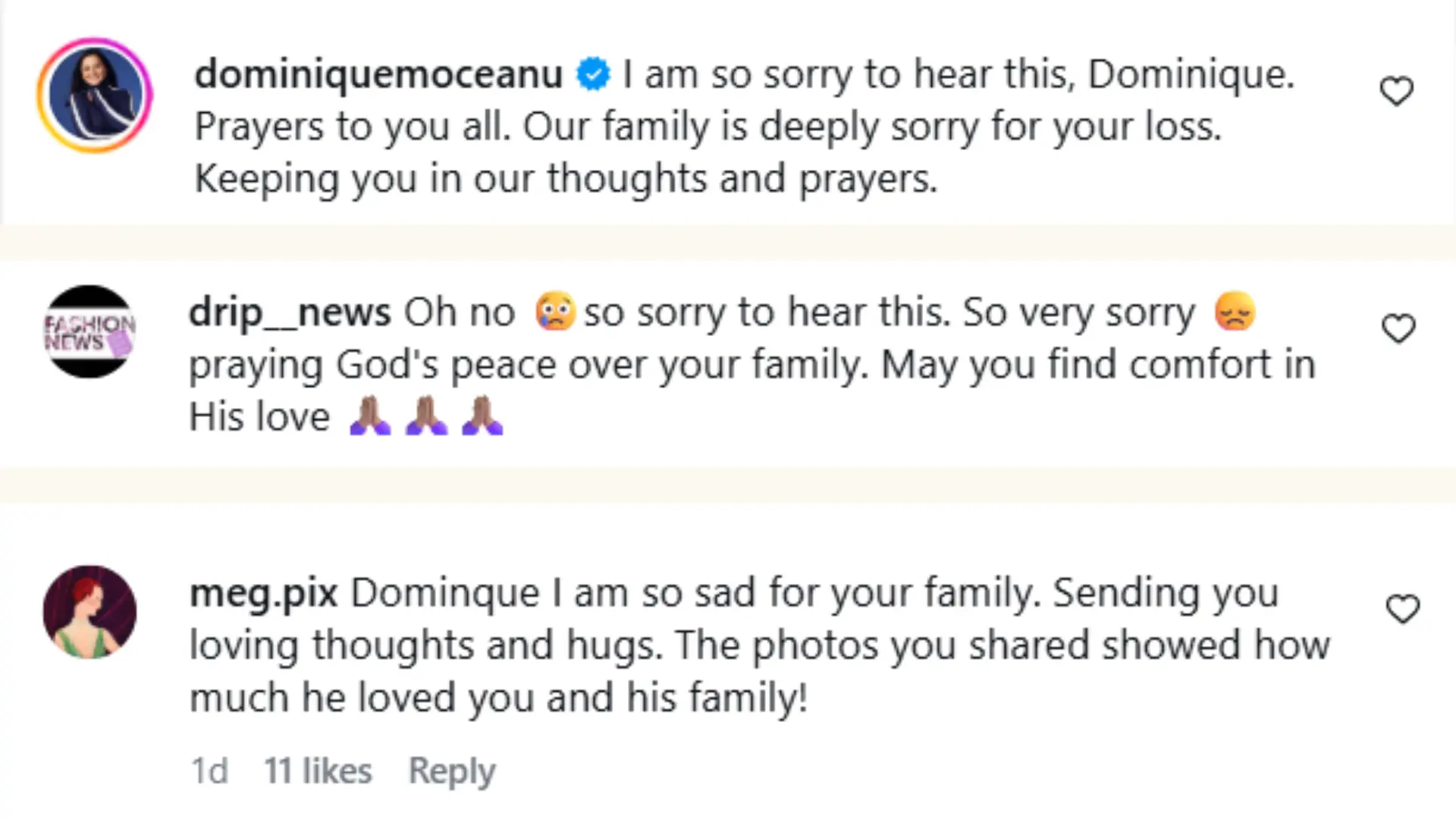 Fans react to Jeff Thompson's passing (Image via Instagram/@dominiquedawesofficial)