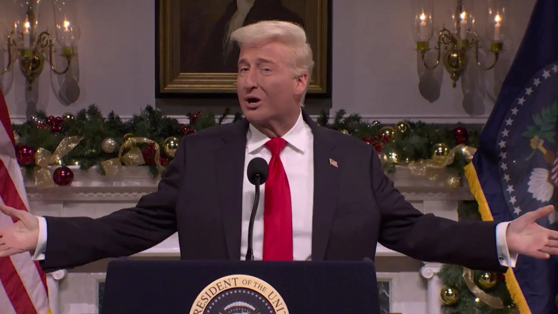 James Austin Johnson as Donald Trump in the December 20, 2025 Episode of SNL (Image via X/@nbcsnl)