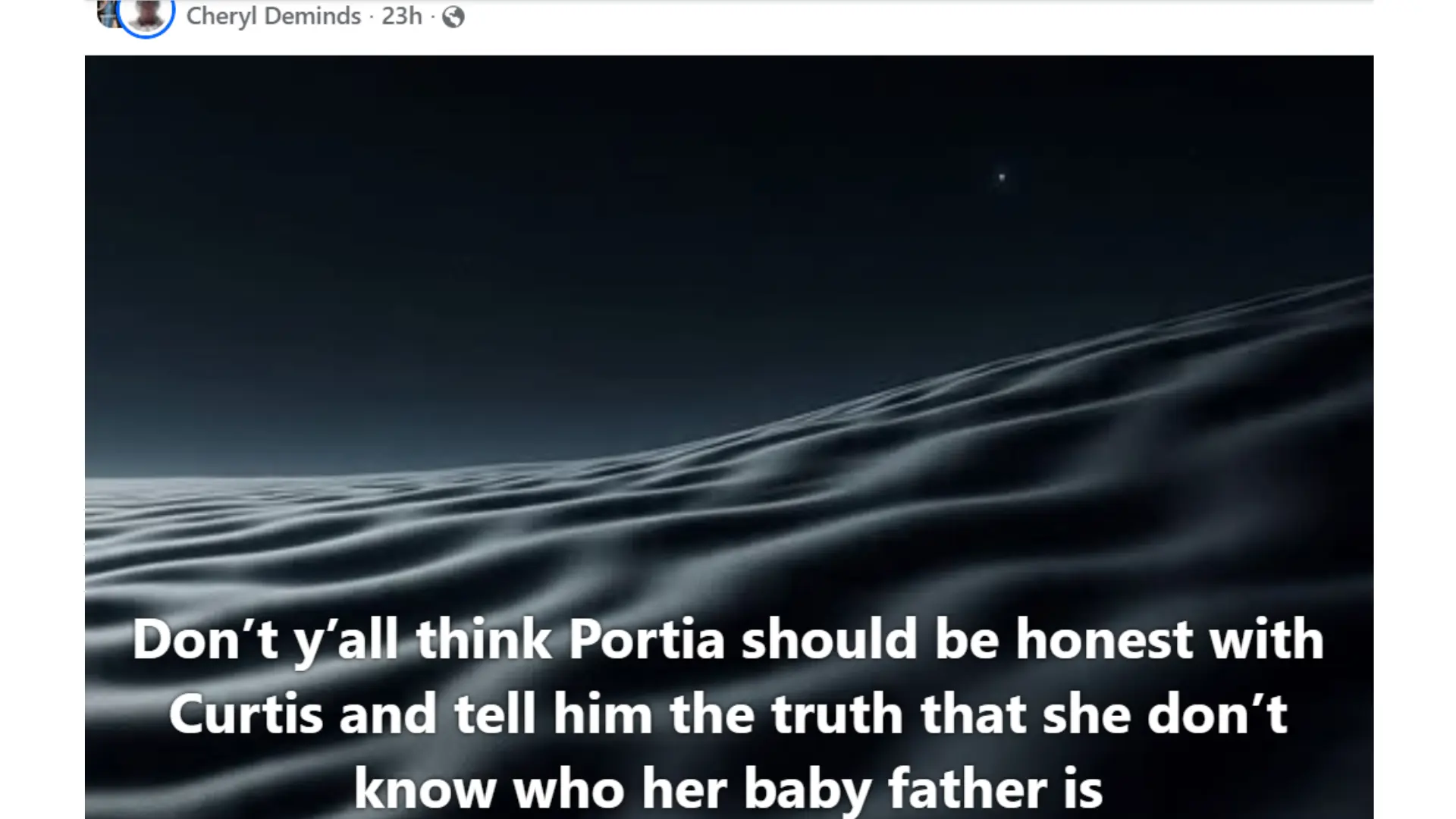 Cheryl's original post on Facebook fan page