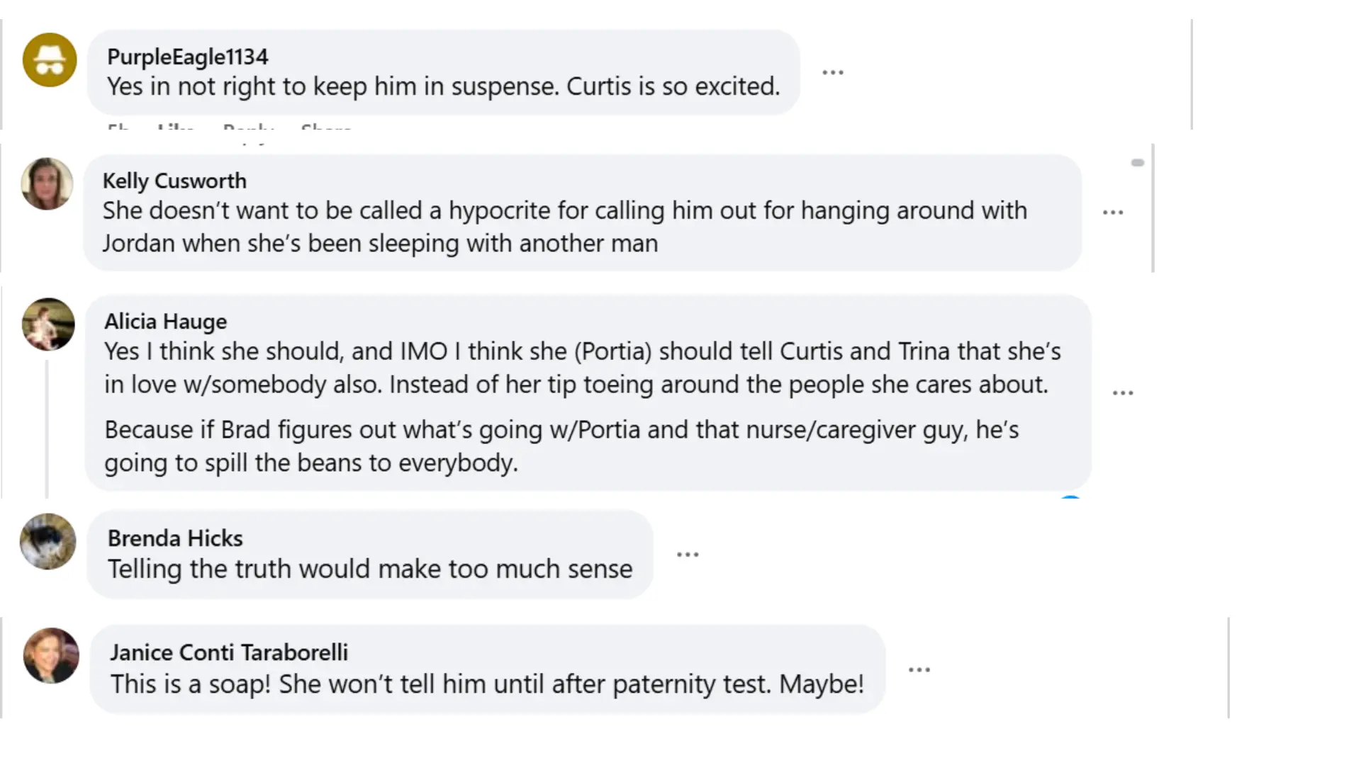 Some fans explaining actions in Portia's story arc