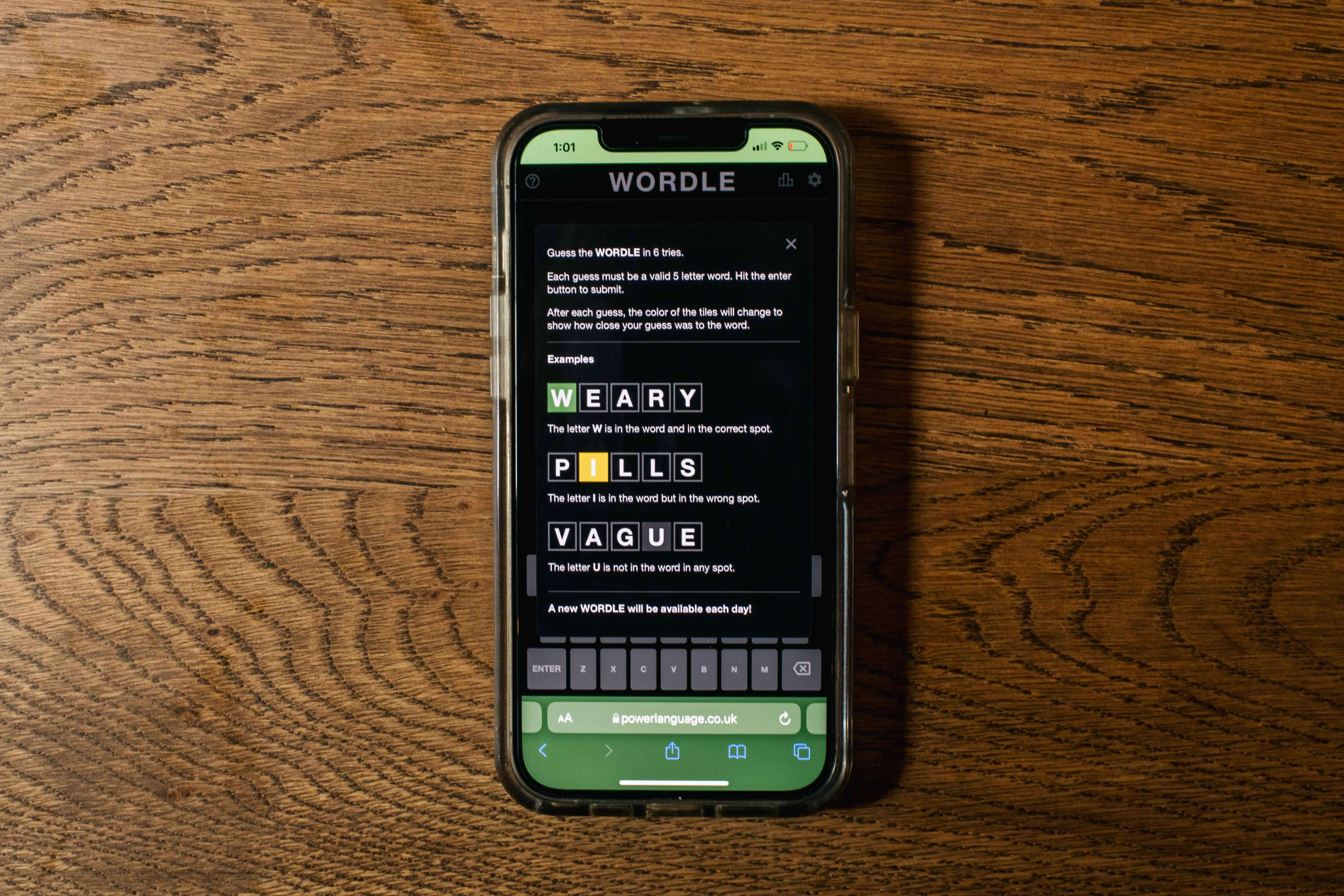 HOUSTON, TEXAS - JANUARY 12: In this photo illustration, the word game Wordle is shown on a mobile phone on January 12, 2022 in Houston, Texas. The online word game Wordle has gone viral after initially gaining momentum in October of 2021. Created by software engineer Josh Wardle, the game now has more than 2.7 million players. (Photo Illustration by Brandon Bell/Getty Images)