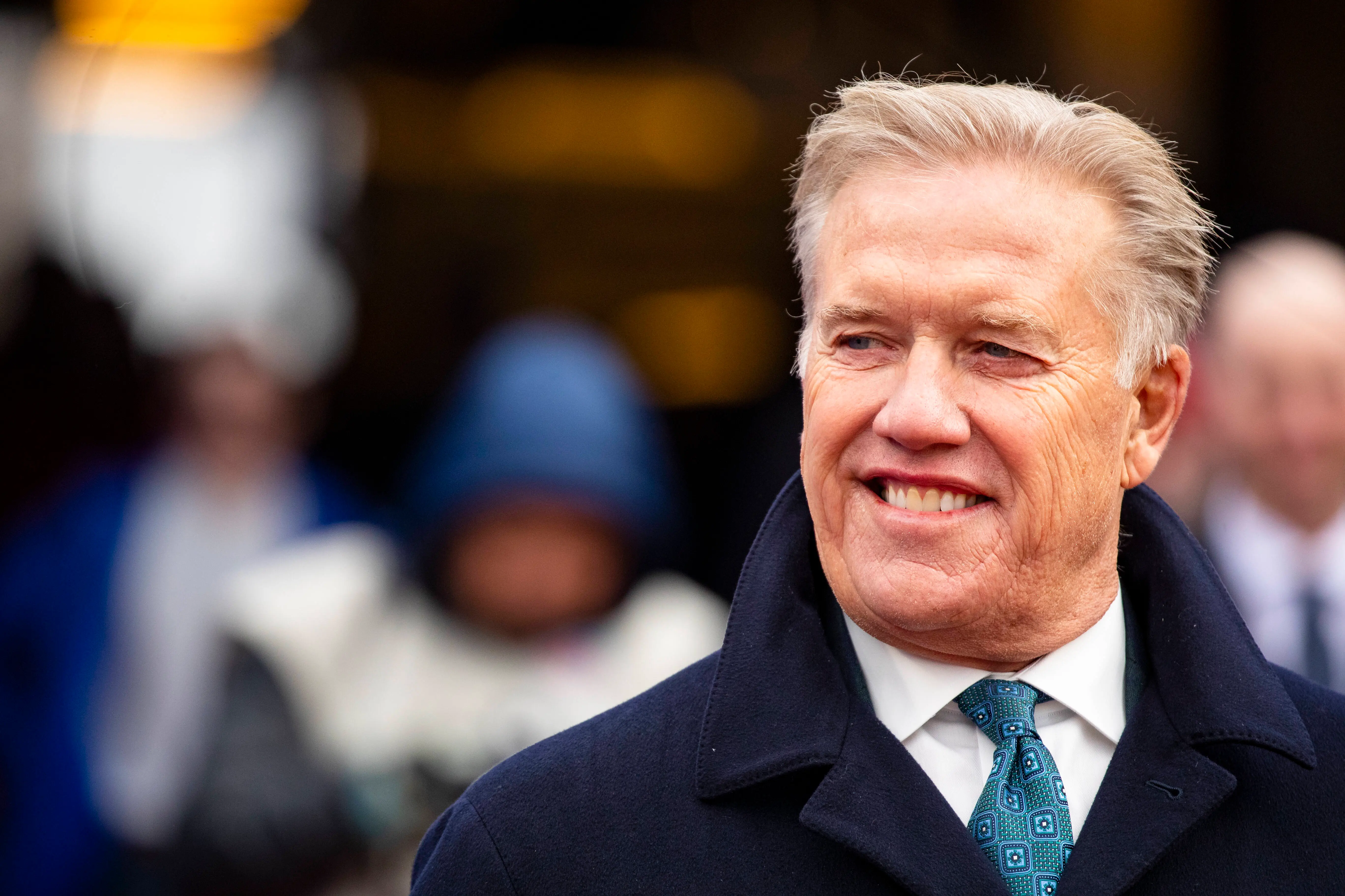ORCHARD PARK, NY - NOVEMBER 24:  John Elway President of Football Operations/General Manager for the Denver Broncos walks to the field for warm ups before the game against the Buffalo Bills at New Era Field on November 24, 2019 in Orchard Park, New York. Buffalo defeats Denver 20-3.  (Photo by Brett Carlsen/Getty Images)