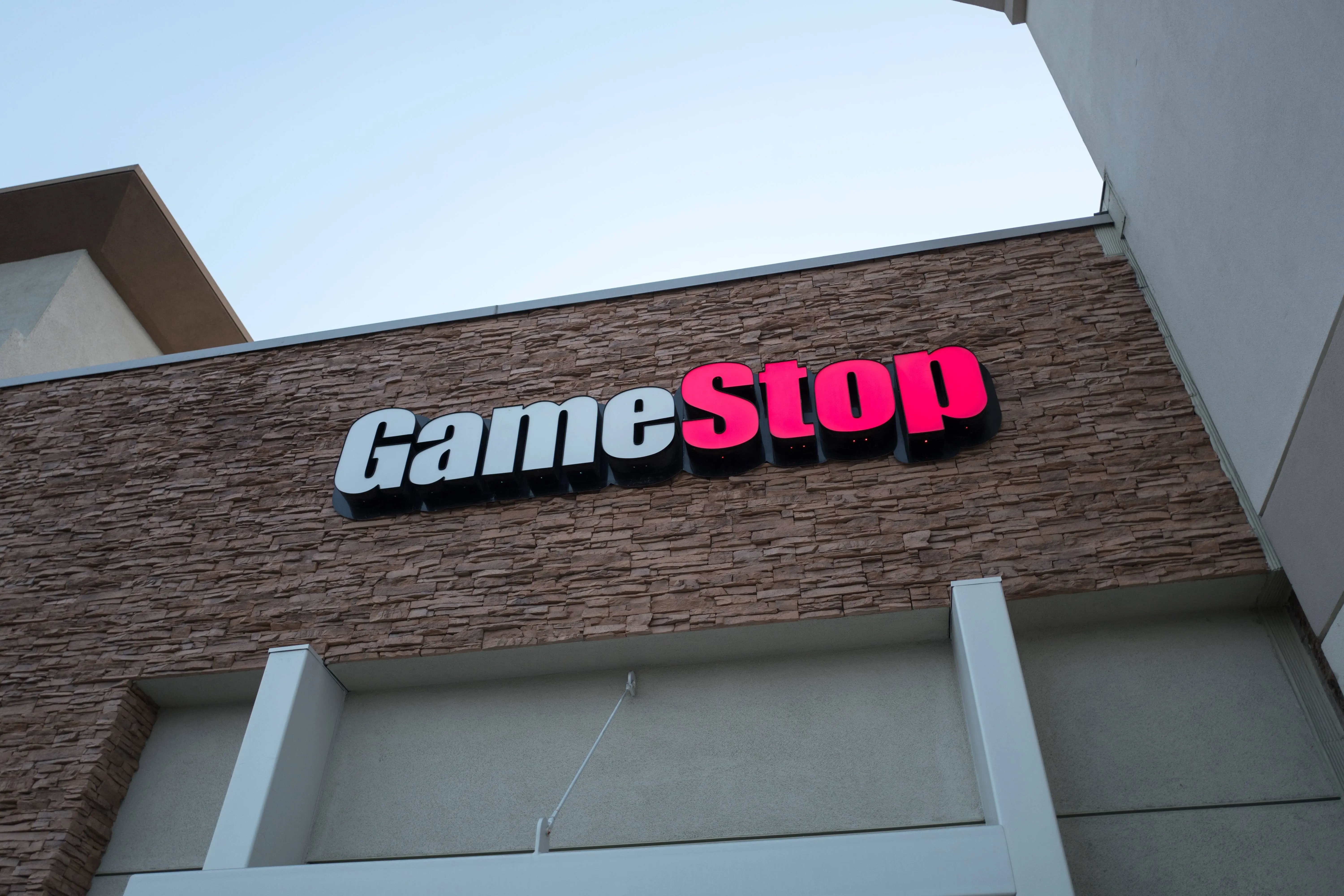 Facade with sign and logo at Game Stop video gaming store in Dublin, California, August 23, 2018. (Photo by Smith Collection/Gado/Getty Images)