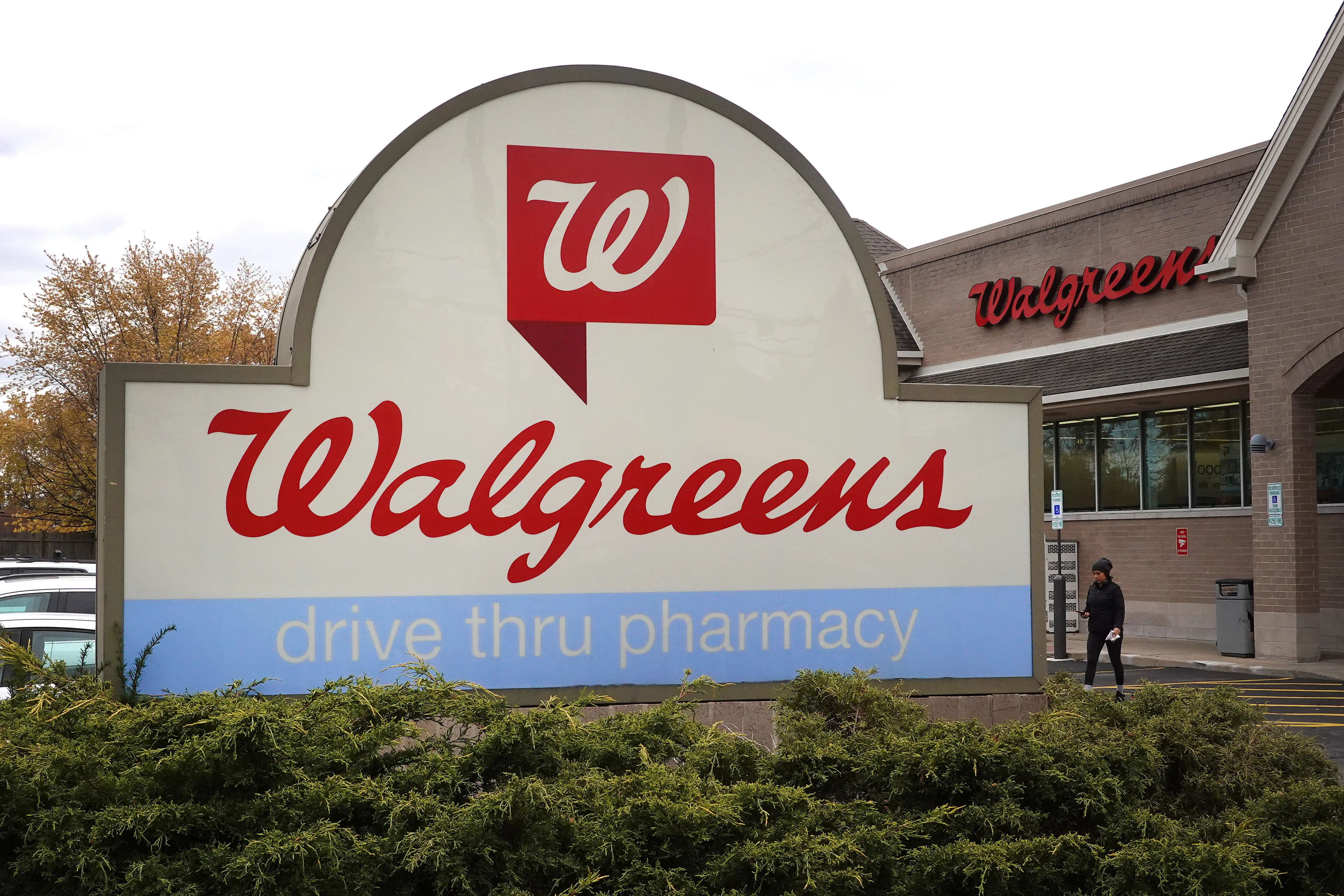 A sign sits in front of a Walgreens store on November 10, 2023 in Wheeling, Illinois (Photo by Scott Olson/Getty Images).