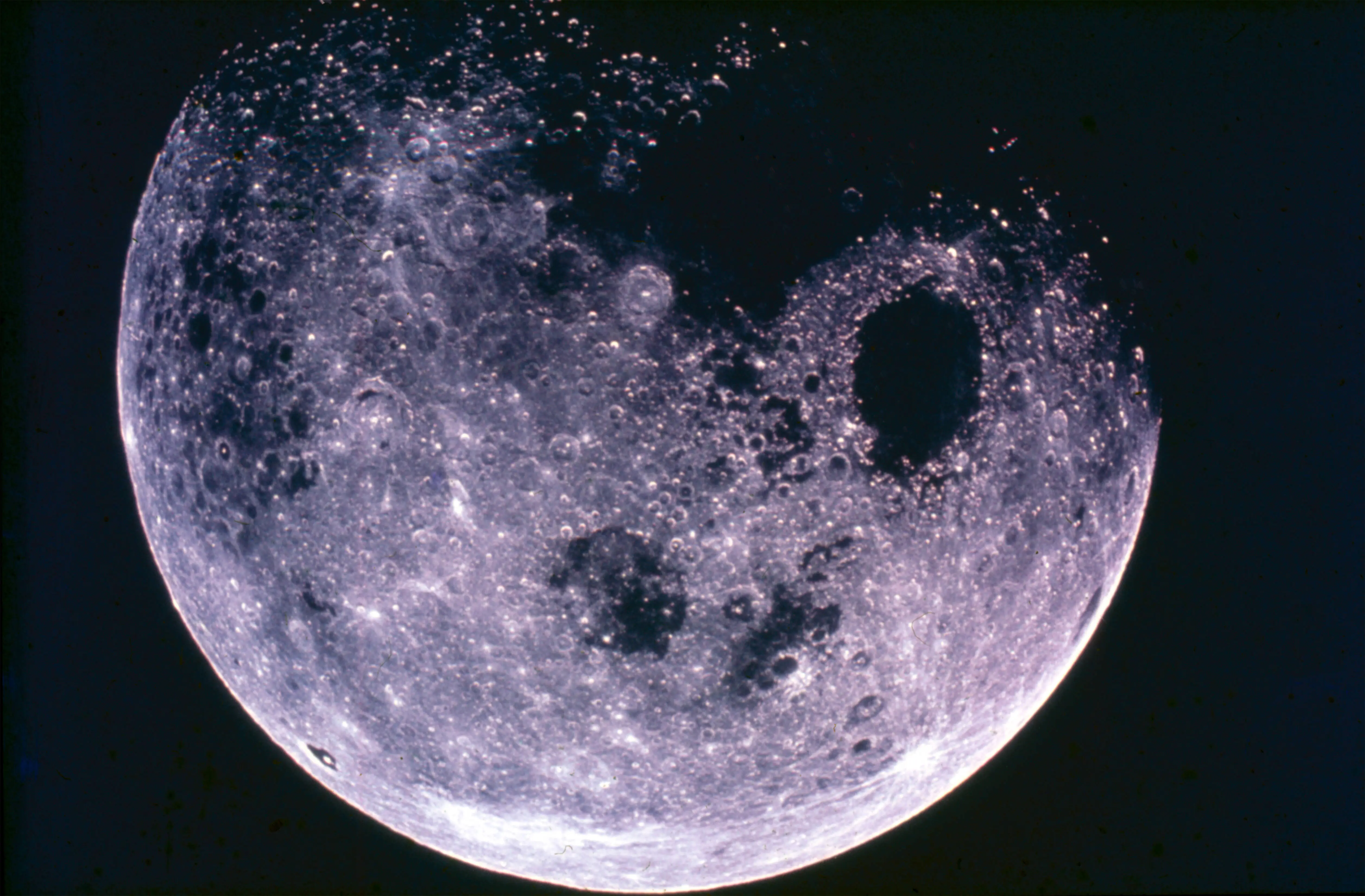 View of the Moon (from at point 70 east longitude), taken during NASA's Apollo 8 mission, December 1968 (Image via Getty)
