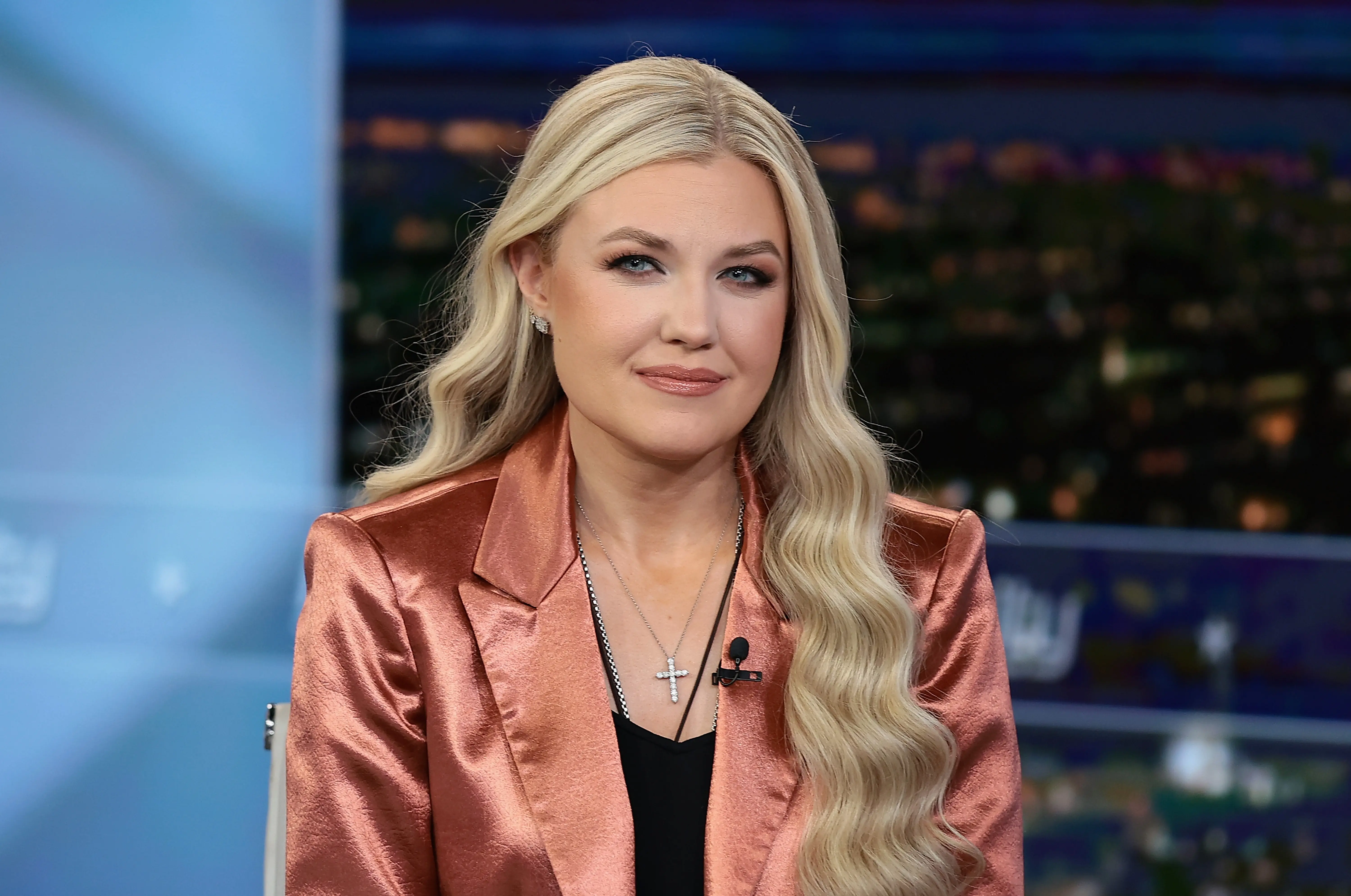 NEW YORK, NEW YORK - DECEMBER 08: Erika Kirk discusses the newly released book "Stop, In The Name of God: Why Honoring The Sabbath Will Transform Your Life" on "Hannity" at Fox News Channel Studios on December 08, 2025 in New York City. (Photo by Dimitrios Kambouris/Getty Images)