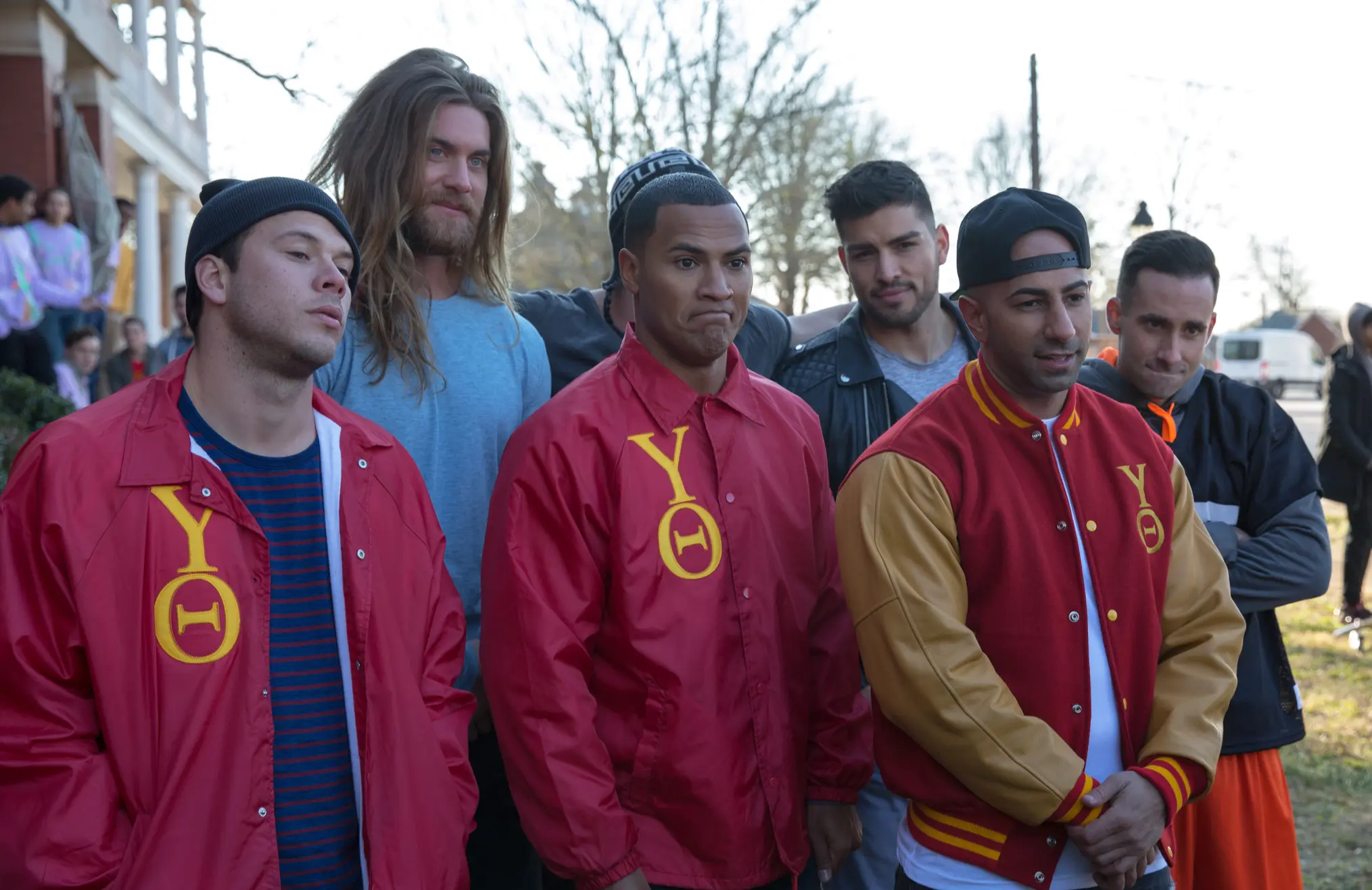 Andre Hall, Jimmy Tatro, Yousef Erakat, Brock O'Hurn, Mike Tornabene, and Mario Rodriguez in Boo! A Madea Halloween. (Photo: Lionsgate)