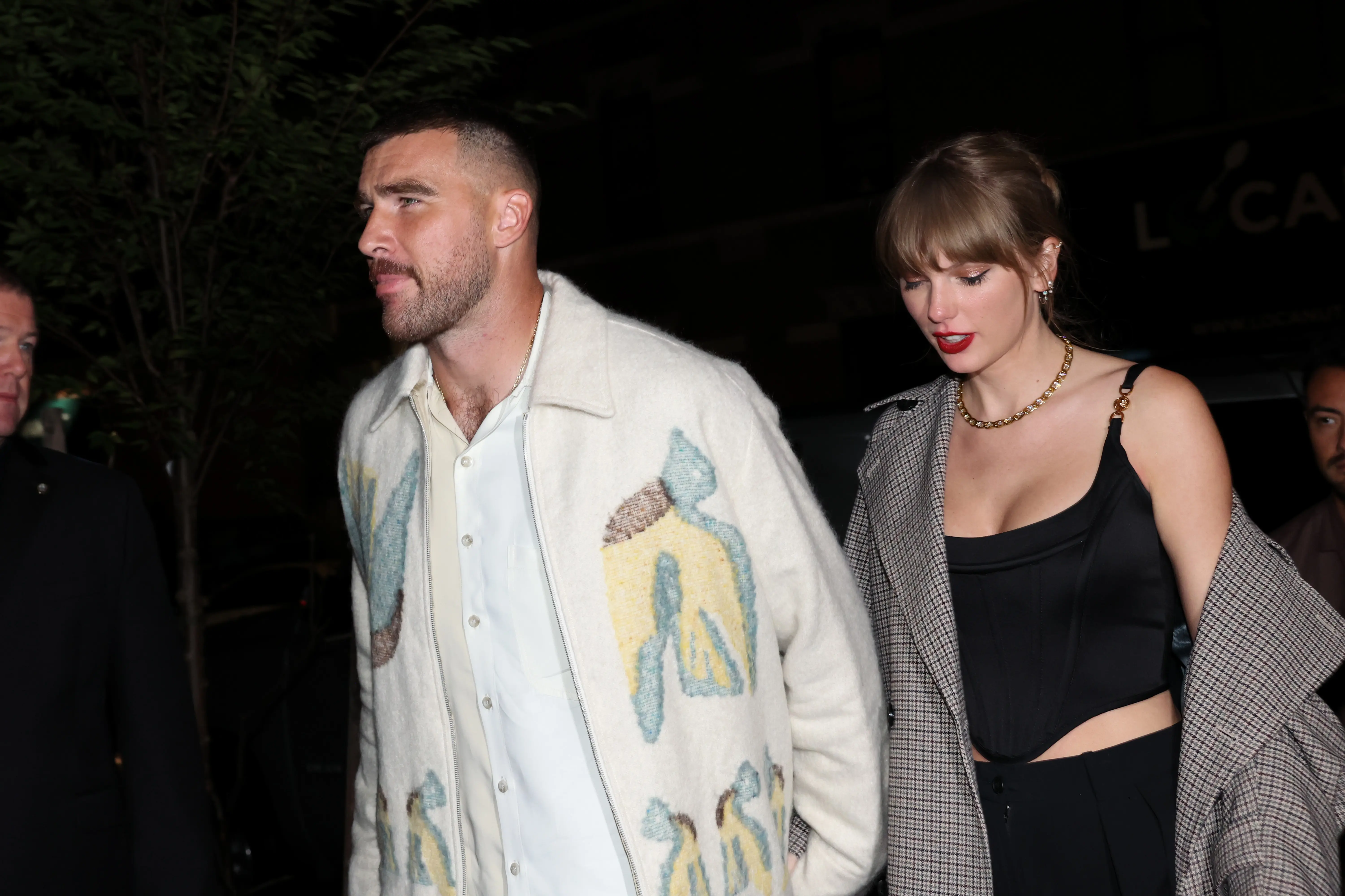 Taylor Swift and Travis Kelce show off wedding bands in first public appearance after Madison Square Garden ceremony