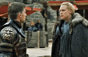 Jamie Lannister and Brienne of Tarth on Game of Thrones