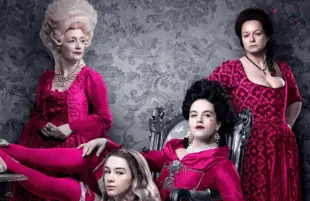 Lesley Manville, Eloise Smyth, Jessica Brown Findlay and Samantha Morton star in Harlots Season 1 (ITV/Hulu)