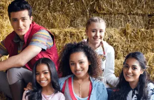 Bruce Herbelin-Earle, Jaylen Barron, Kerry Ingram, and Manpreet Bambra in Free Rein (Netflix) 