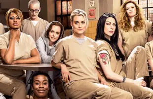 Laverne Cox, Uzo Aduba, Lori Petty, Taryn Manning, Taylor Schilling, Laura Prepon and Natasha Lyonne in Orange is the New Black (Netflix)