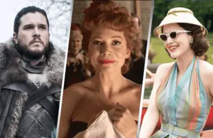 Kit Harrington in Game of Thrones (HBO), Michelle Williams in Fosse/Verdon (FX) and Rachel Brosnahan in The Marvelous Mrs Maisel (Amazon)
