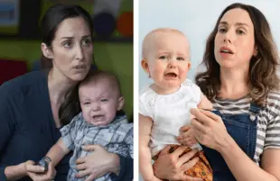 Catherine Reitman in Workin' Moms and Alison Bell in The Letdown (Netflix)