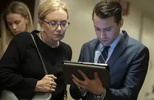 J. Smith-Cameron and Kieran Culkin on Succession (HBO)