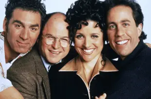 Michael Richards, Jason Alexander, Julia Louis-Dreyfus and Jerry Seinfeld in a 90s-era promotional image for Seinfeld. (Andrew Eccles/NBC)