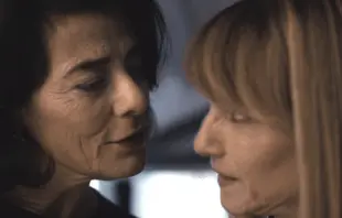 Marcia (Hiam Abbass) closes in on Rhea (Holly Hunter) in Succession (HBO)