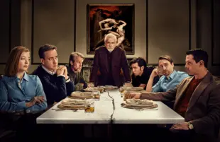 Sarah Snook, Matthew Macfadyen, Alan Ruck, Brian Cox, Nicholas Braun, Kieran Culkin, Jeremy Strong in Succession (HBO)