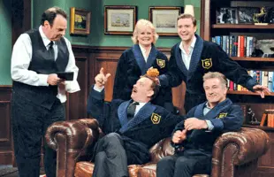 Former cast member (and one-time host) Dan Aykroyd tends bar at SNL's exclusive Five Timer's Club, where on any given night you'll  see the likes of Candice Bergen, Justin Timberlake, Tom Hanks and Alec Baldwin. (Photo: NBC) 