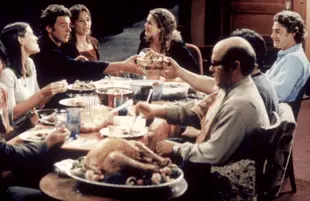 Jennifer Garner, Scott Foley, Amy Jo Johnson, Keri Russell, Ian Gomez, and Scott Speedman in Felicity (The WB)