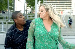 Blind date dance partners Octavius and Megan shake a leg in the first episode of Flirty Dancing (FOX)