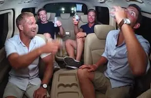 Brian de Saint Pern, Kevin Dobson, Ashton Pienaar, and Tanner Sterback in Below Deck. (Bravo)