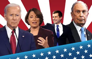 The leading candidates for the Democratic nomination (including Bernie Sanders, Elizabeth Warren and Tom Steyer, not pictured) will face off for their tenth debate tonight on CBS.