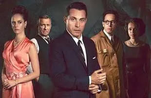 Kaya Scodelario, Sean Pertwee, Rufus Sewell, Bertie Carvel and Georgina Campbell in The Pale Horse (Amazon)