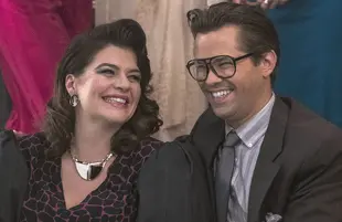 Comedy all-stars Casey Wilson and Andrew Rannels in Black Monday. (Showtime)