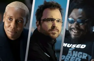 Lena Waithe, Aaron Paul and Marshawn Lynch in Westworld. (HBO)