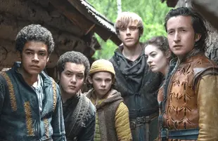 Amir Wilson (far left) and the cast of The Letter for the King. (Netflix)