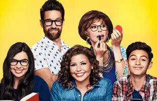 Isabella Gomez, Todd Grinnell, Justina Machado, Rita Moreno and Marcel Ruiz in One Day at a Time. 